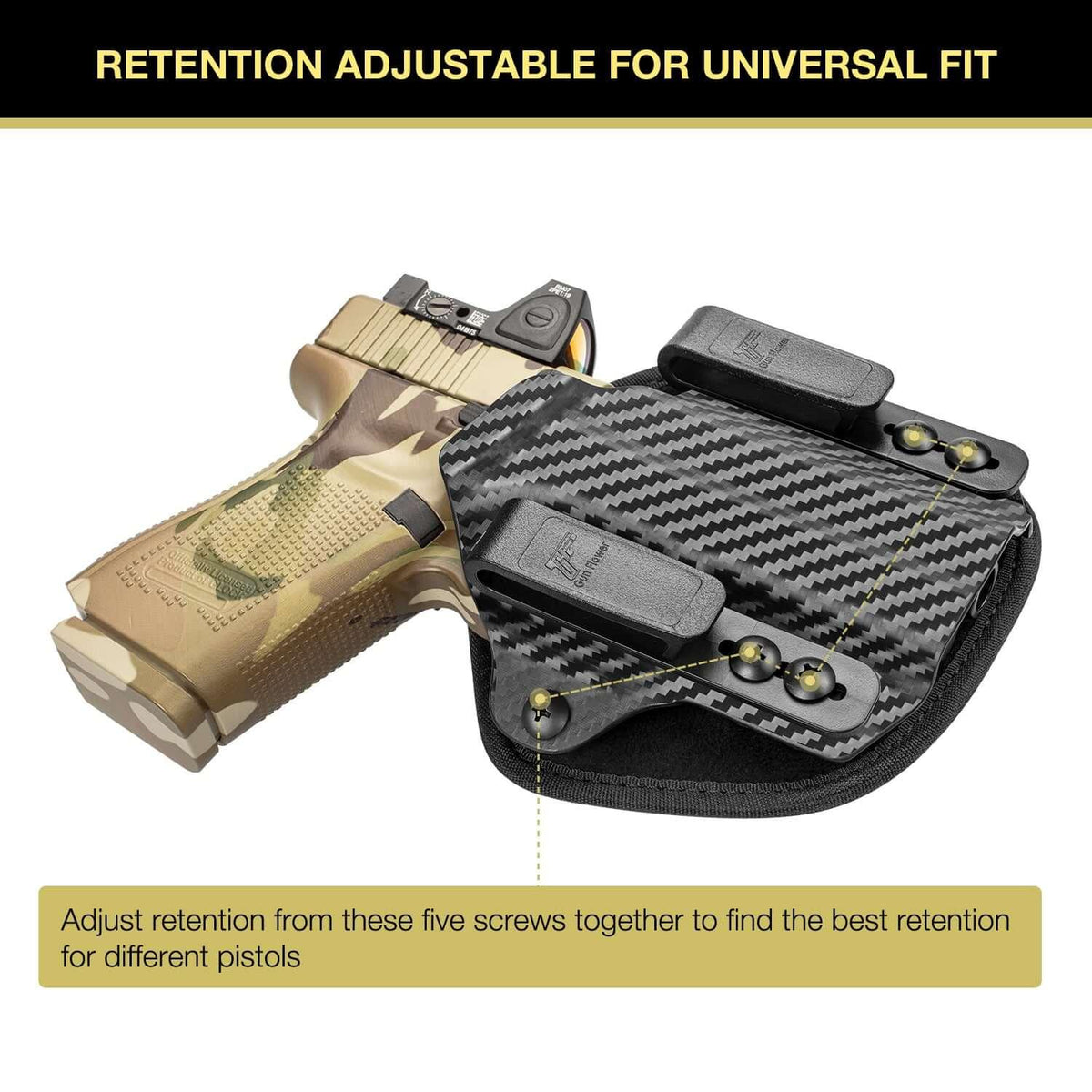 Carbon Fiber Universal Hybrid Kydex&Nylon IWB Holster for 9mm Pistols for Men/Women , Right Hand | Gun & Flower Gun & Flower