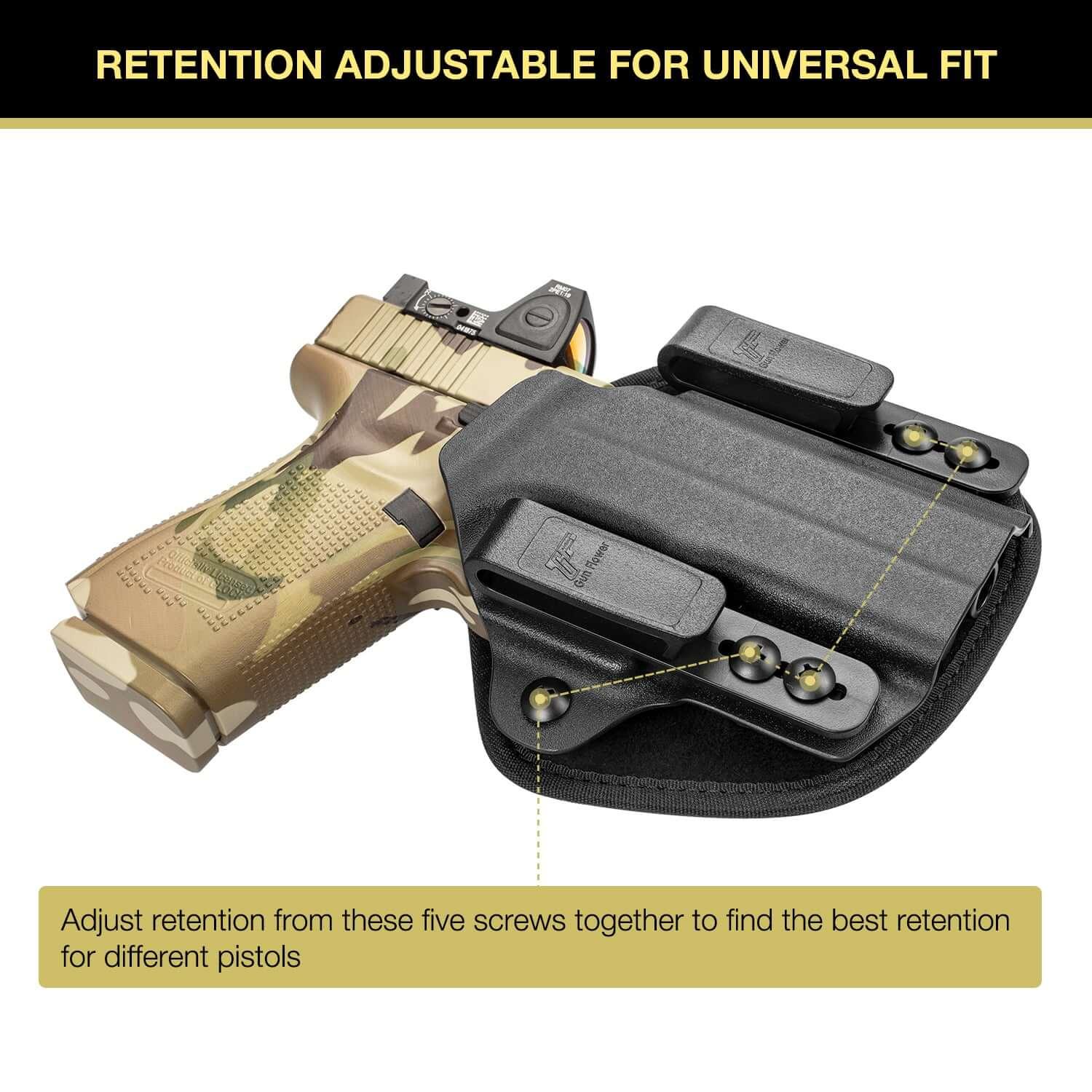 Universal Hybrid Kydex&Nylon IWB Holster Fits 150 Guns for 9mm Pistols for Men/Women Concealed Carry | Gun & Flower Gun & Flower