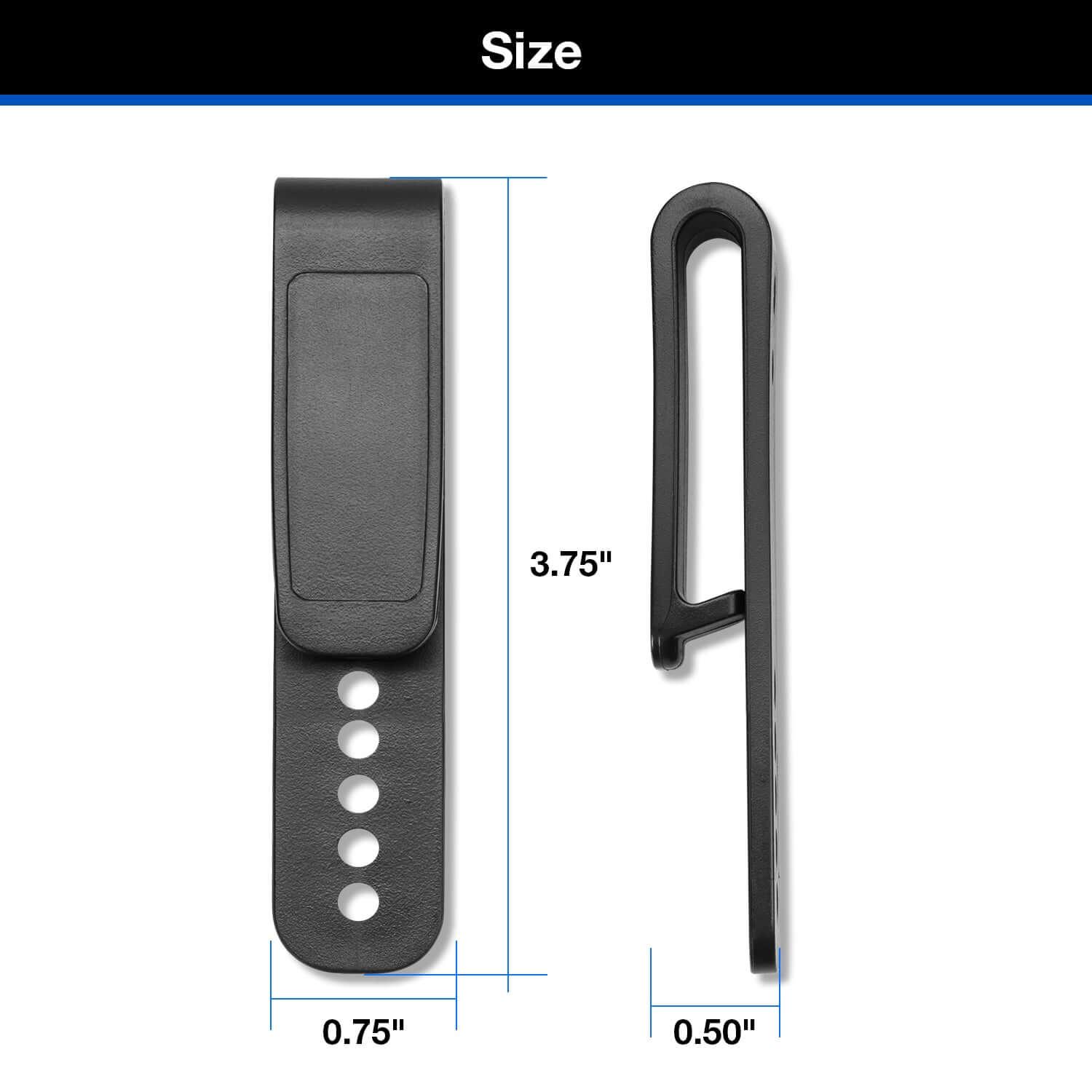 L-shape Holster Clips Grip Hook Fit 1.5'' & 1.75'' Belt - 5 Pre-Drilled Hole Tuckable Clip for Holster Knife Sheath Molle Webbing Gun & Flower