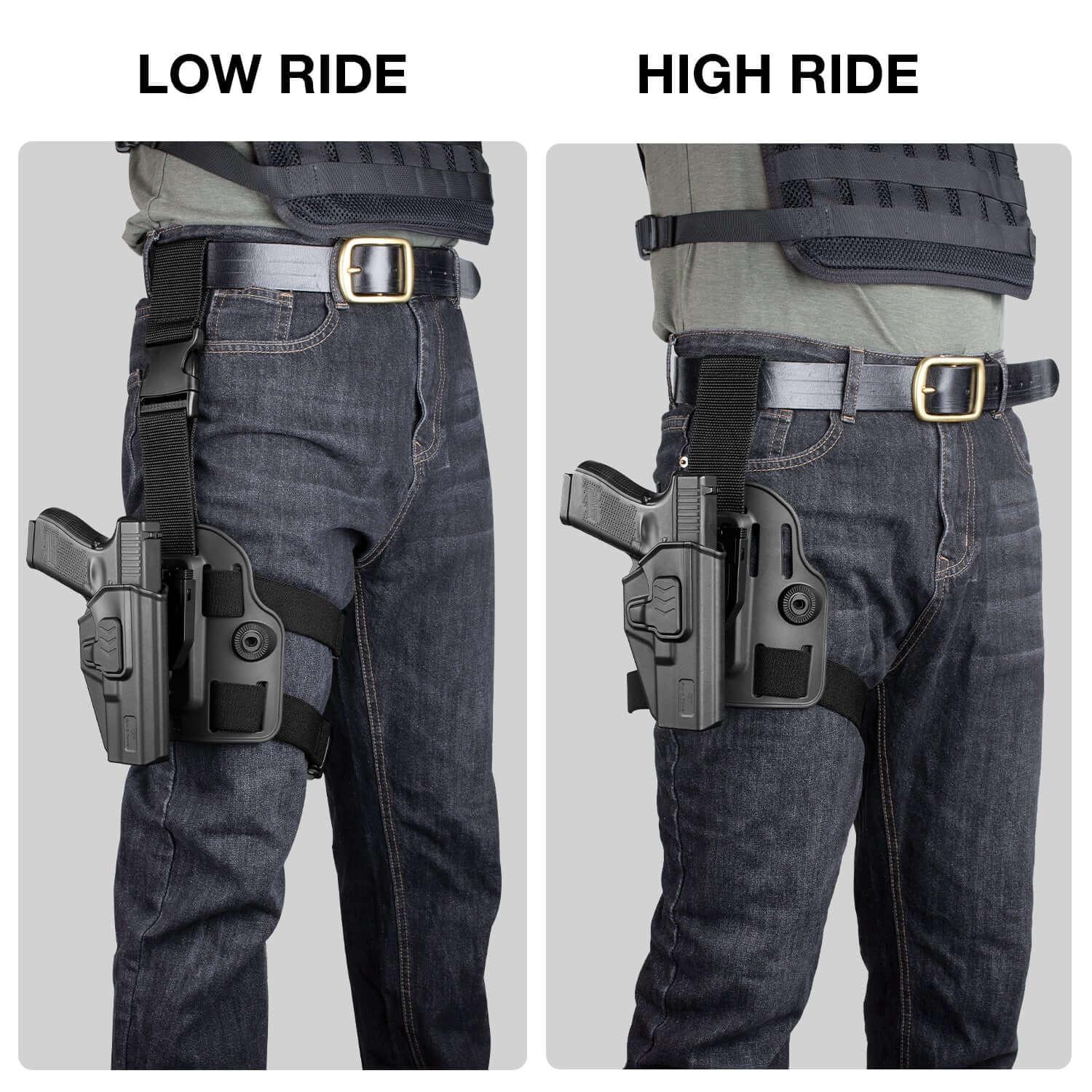 Colt 1911 5'' No Rail Handguns Drop Leg Holster with Level II Retention Index Finger Release OWB Drop Offset Thigh Holster , Right Hand | Gun & Flower Gun & Flower