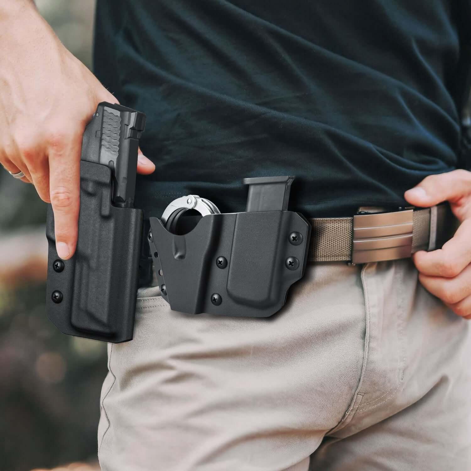 Kydex Handcuff & 9/.40 Double Stack Mag Holder Combo Gun & Flower