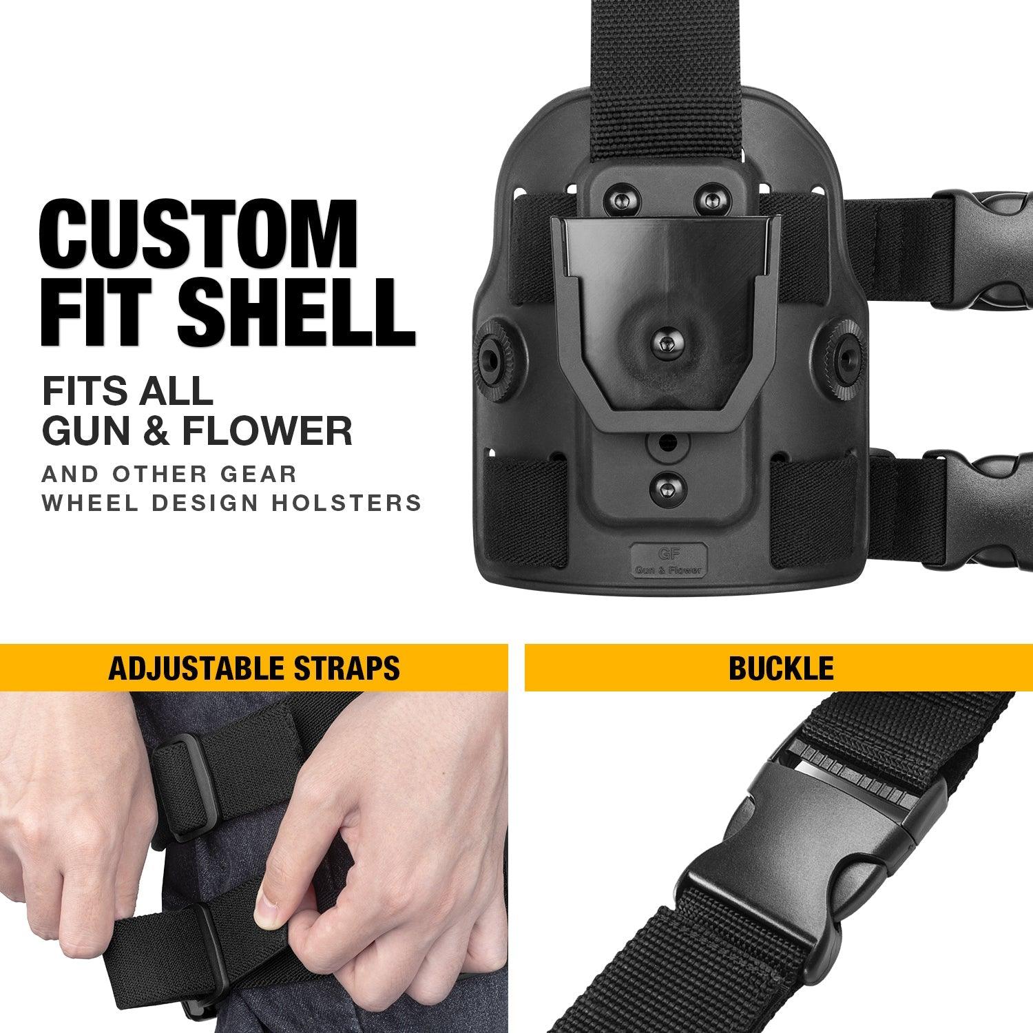 Colt 1911 5'' No Rail Handguns Drop Leg Holster with Level II Retention Index Finger Release OWB Drop Offset Thigh Holster , Right Hand | Gun & Flower Gun & Flower