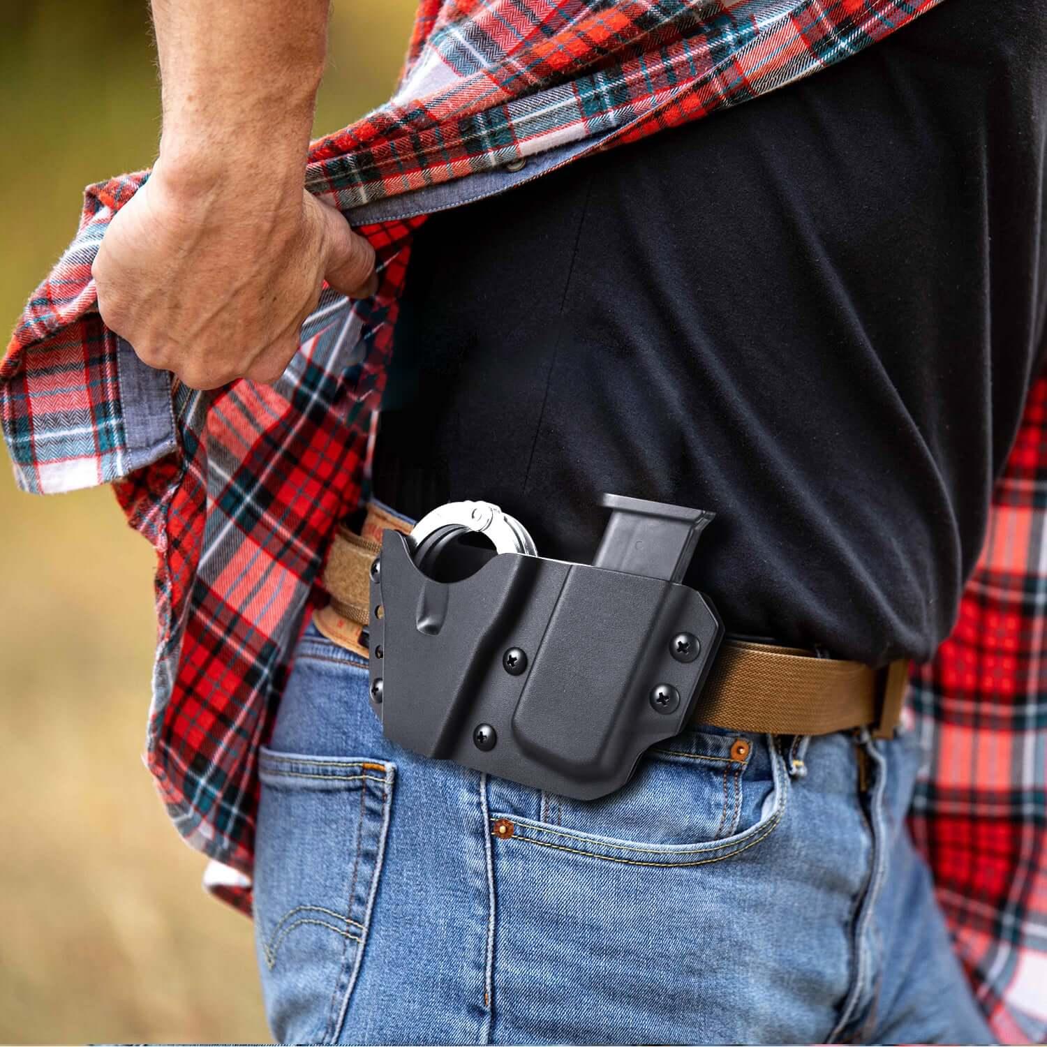 Kydex Handcuff & 9/.40 Double Stack Mag Holder Combo Gun & Flower