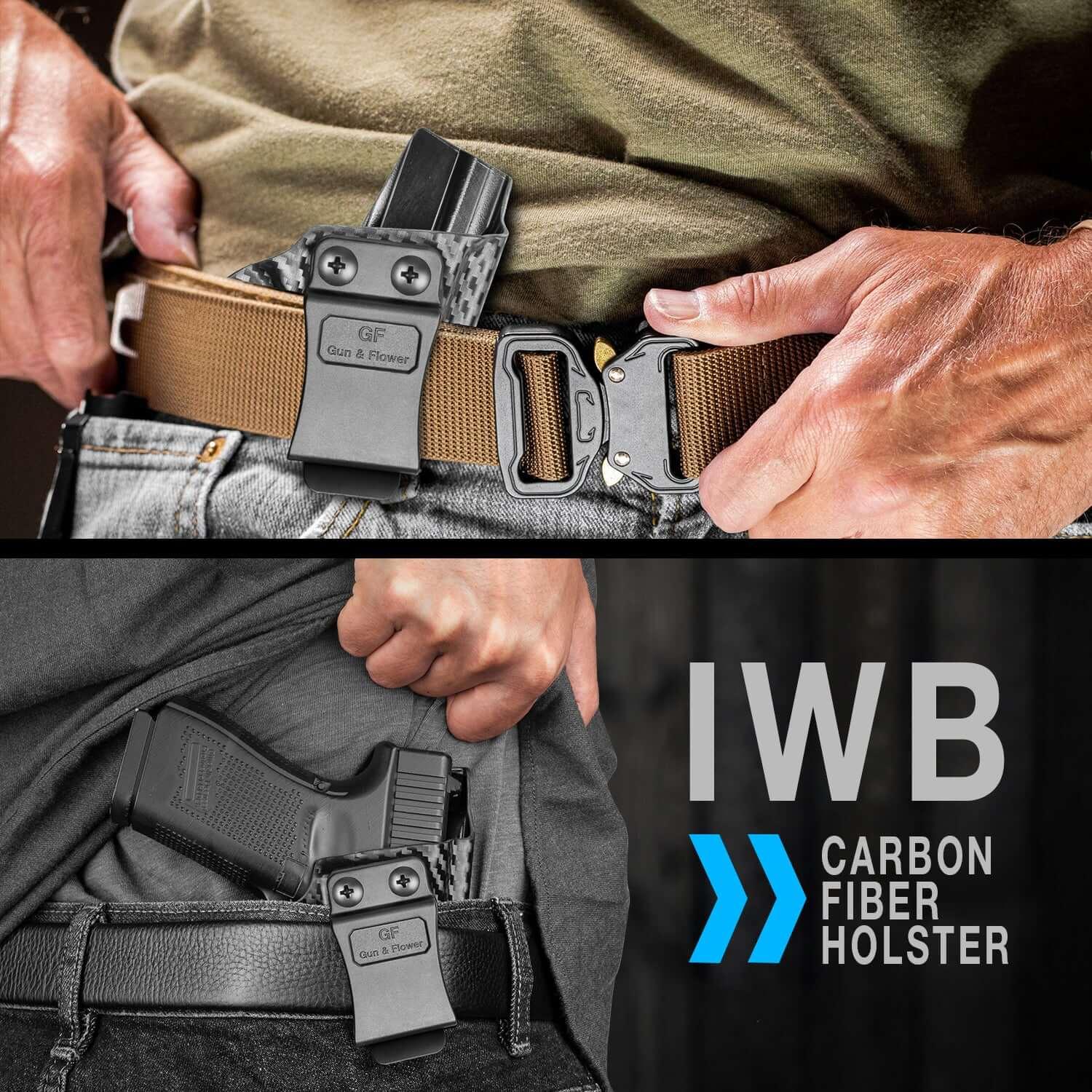 Carbon Fiber Kydex IWB Holster for Springfield XD-S XDS 3.3" 9mm/.40S&W/.45 ACP Appendix Cross Draw Concealed Carry Belt Clip , Right Hand | Gun & Flower Gun & Flower