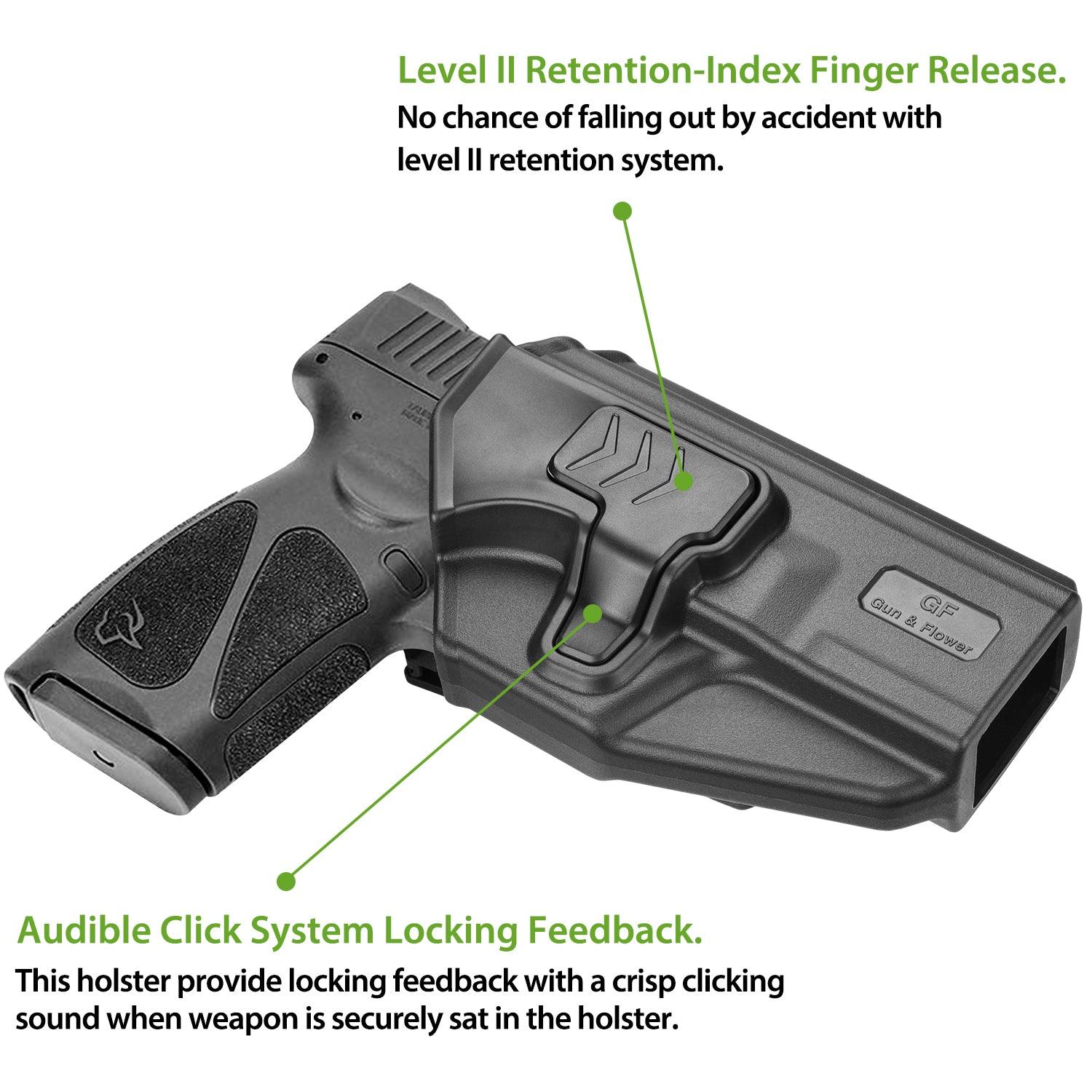 Taurus G3 OWB Polymer Holster with Belt Adapter Fit for Taurus G3 Pistol Level II Index Finger Release System | Gun & Flower Gun & Flower