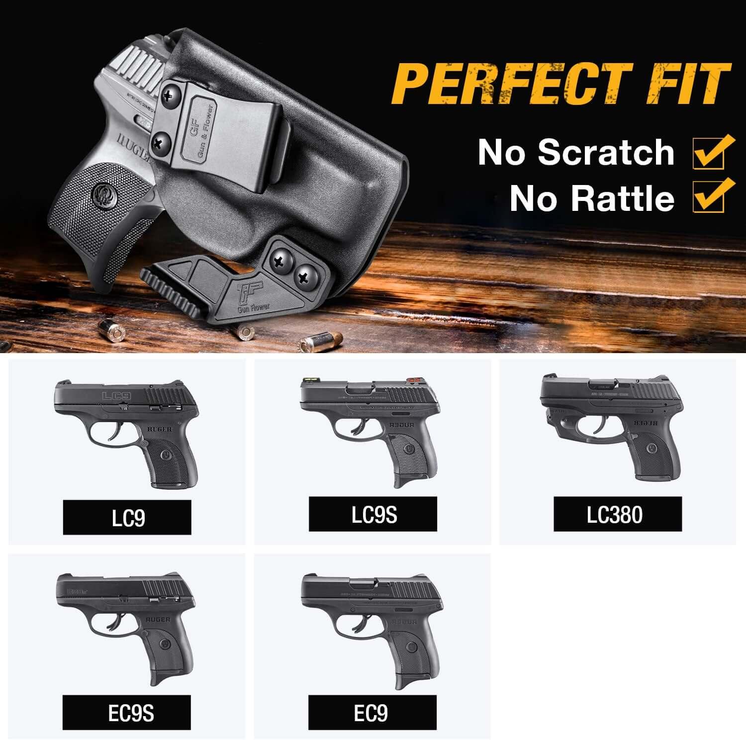 Ruger LC9/ LC9S/ EC9S/ EC9/ LC380 IWB Kydex Holsters with Claw Inside the waistband trigger guard wing holster for fat guys | Gun & Flower Gun & Flower