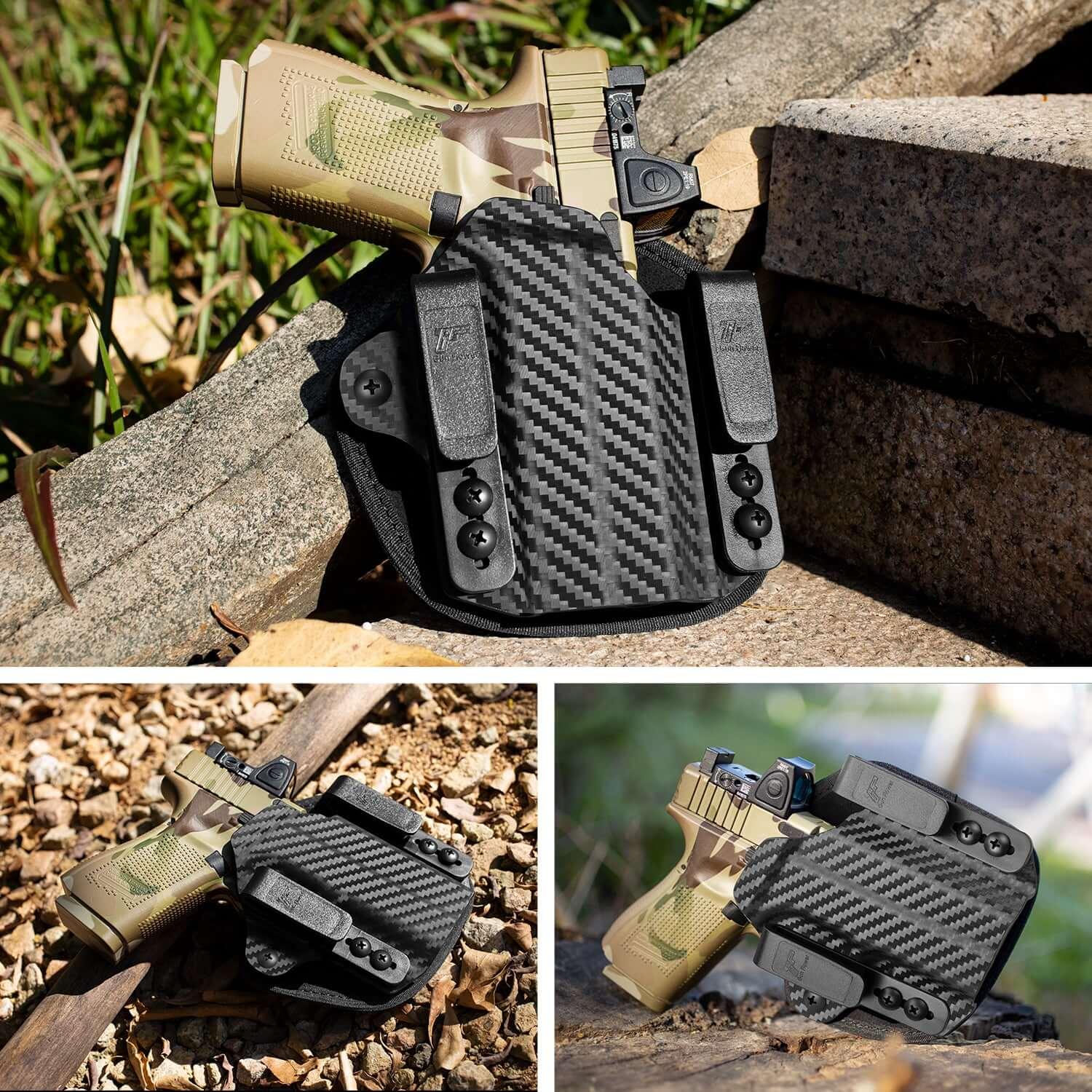 Carbon Fiber Universal Hybrid Kydex&Nylon IWB Holster for 9mm Pistols for Men/Women , Right Hand | Gun & Flower Gun & Flower