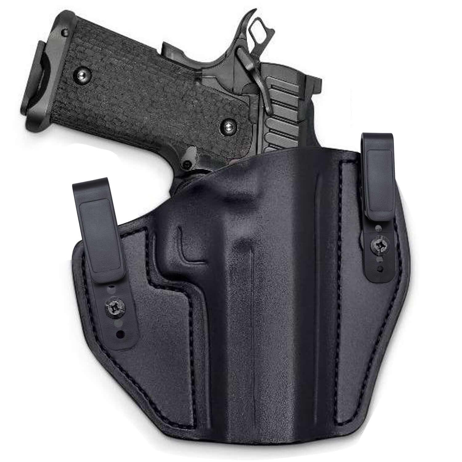L-shape Holster Clips Grip Hook Fit 1.5'' & 1.75'' Belt - 5 Pre-Drilled Hole Tuckable Clip for Holster Knife Sheath Molle Webbing Gun & Flower