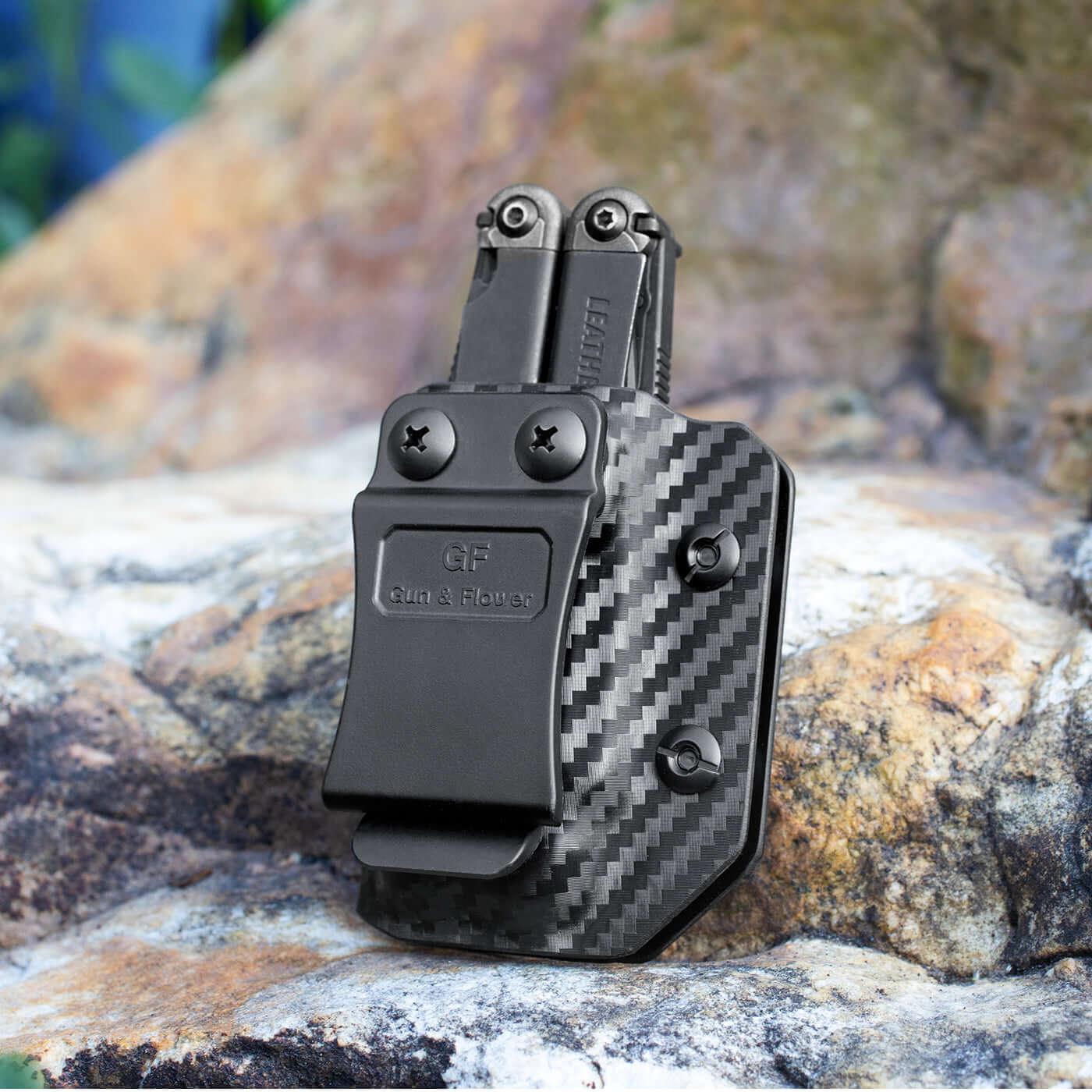 Carbon Fiber Kydex Multitool Sheath for LEATHERMAN WAVE & WAVE + PLUS/REBAR/SURGE HEAVY/SKELETOOL Multi Tool Pouch Gun & Flower