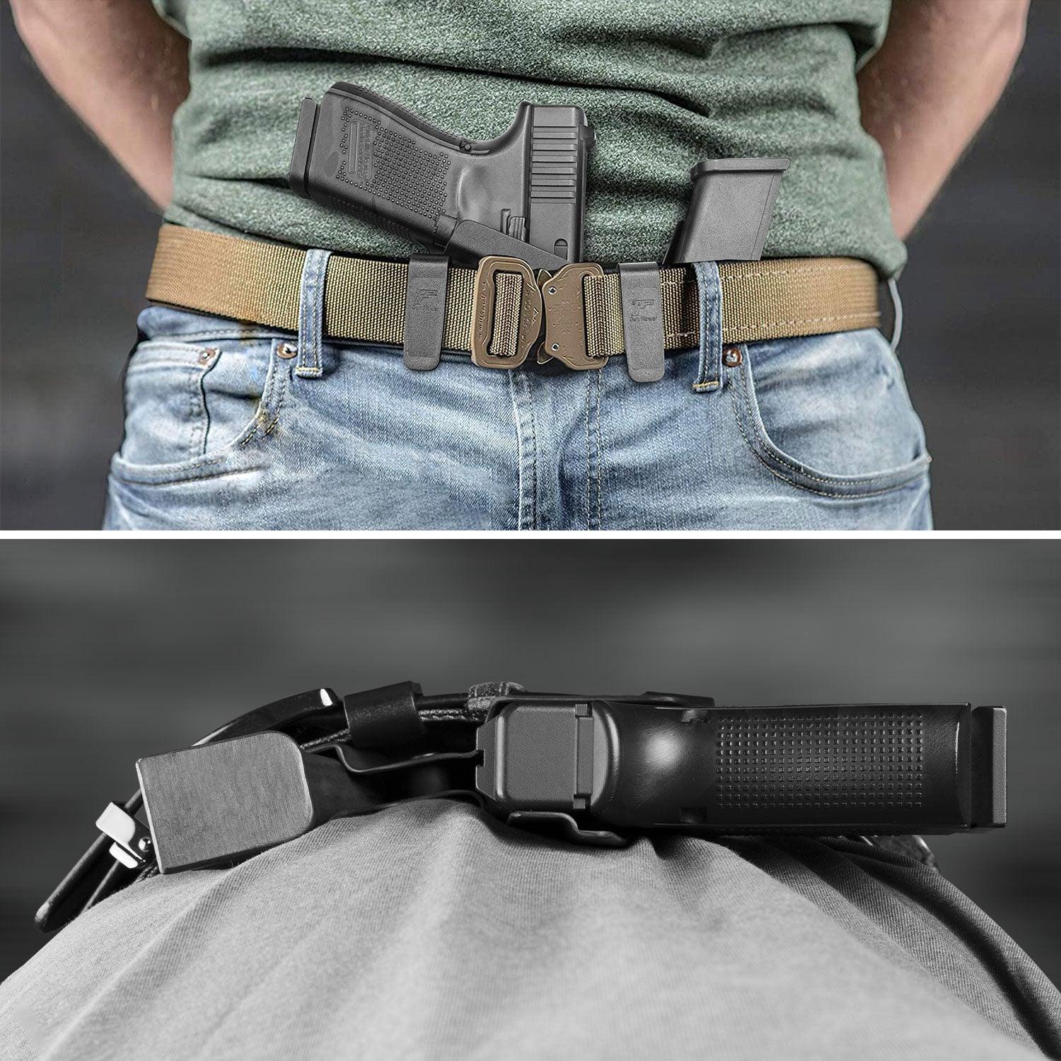 Sidecar Kydex Gun Holster Magazine Pouch for Glock 17 Gen3-5 G17 Gen4 MOS G17 Gen5 MOS G19 Gen3-5 G19 Gen4 MOS G19 Gen5 MOS G21 gen5 Glock 26 Gen3-5 G34 G19X G34 Gen5 G44 G45 MOS 9mm | Gun & Flower Gun & Flower
