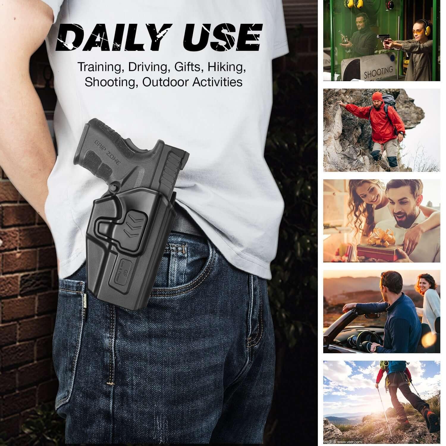 Springfield XD Level II Retention OWB Paddle Holster for 9mm/.40/.45ACP | Secure & Adjustable Gun & Flower