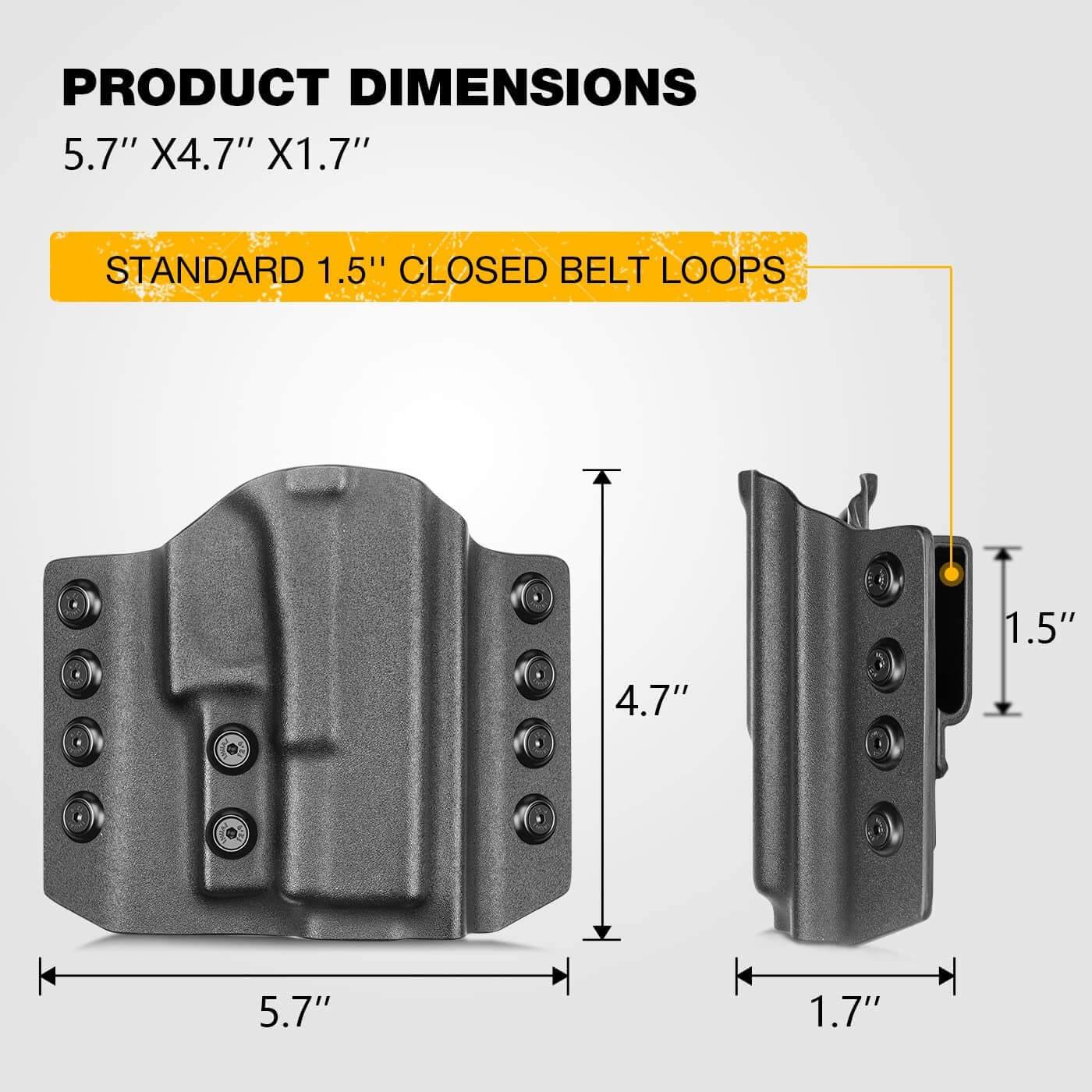 OWB Kydex Holster for Glock G19 Gen3-5 G19X G19 Gen4 MOS G19 Gen5 MOS G23 Gen3-4 G26 Gen3-5 G26 Gen5 MOS G32 Gen3-4 G44 G45 G45 MOS Adjustable Retention - Right Hand | Gun & Flower Gun & Flower