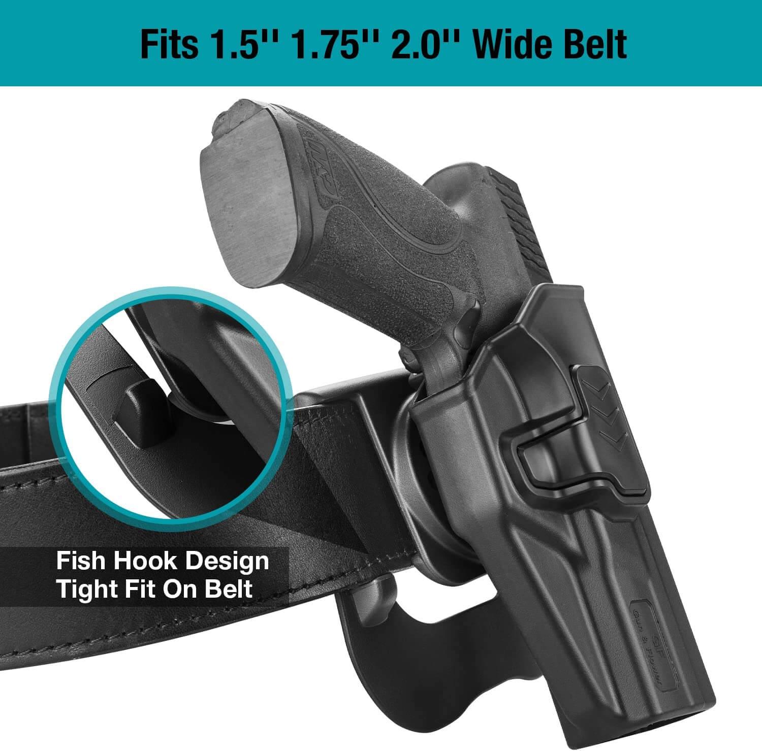 Outside Waistband Carry Paddle Holster for Taurus TH9C TH9 Level II Retention with Index Finger Release Gun & Flower