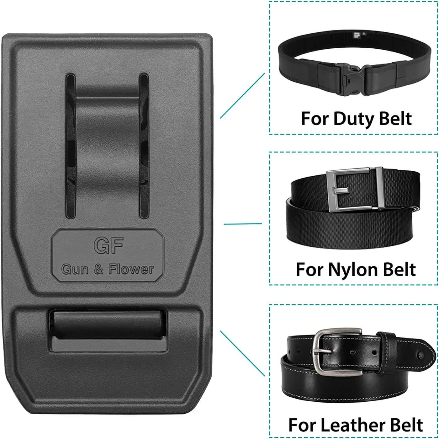 Universal Polymer Belt Clip for Holsters Magazine Pouches and Attachments Outside Waistband Carry Gun Accessoires Adjustable Belt Loop Attachment Gun & Flower