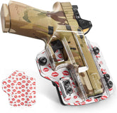 IWB&OWB Convertible Clear Holster with Lips Printing for Glock 17/19/22/23/31/32/45 Cool holstres for Women Gun & Flower