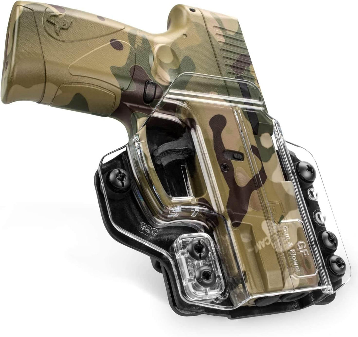 IWB&OWB Convertible Clear Holster Polymer Kydex Hybrid for Taurus G3C/G2C/Millennium G2 PT111/PT140 Gun & Flower