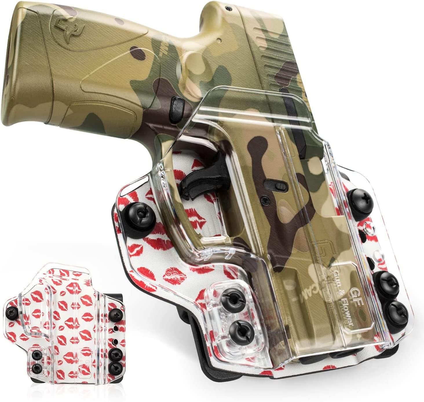 IWB&OWB Convertible Clear Polymer Holster Lips Printing for Taurus G3C/G2C/ Millennium G2 PT111/PT140 Holster for Women Gun & Flower