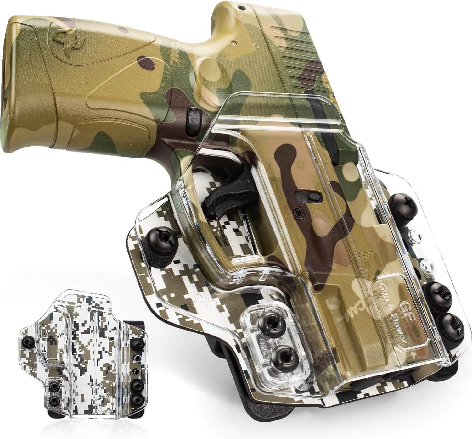 IWB&OWB Convertible Clear Polymer Holster Camouflage Printing for Taurus G3C/G2C/Millennium G2 PT111/PT140 Gun & Flower
