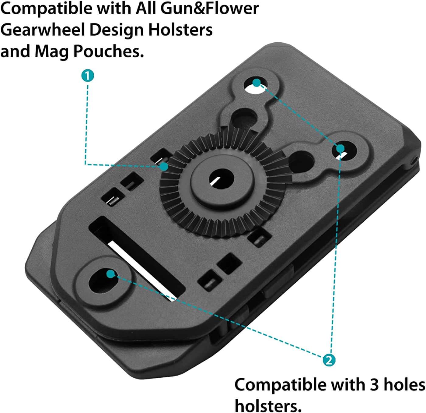 Universal Polymer Belt Clip for Holsters Magazine Pouches and Attachments Outside Waistband Carry Gun Accessoires Adjustable Belt Loop Attachment Gun & Flower