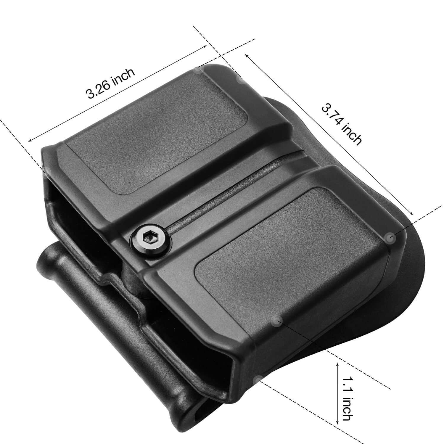Universal Double Stack Mag Pouch Holster for 9mm/.40 with Paddle & Molle Adapter Gun & Flower