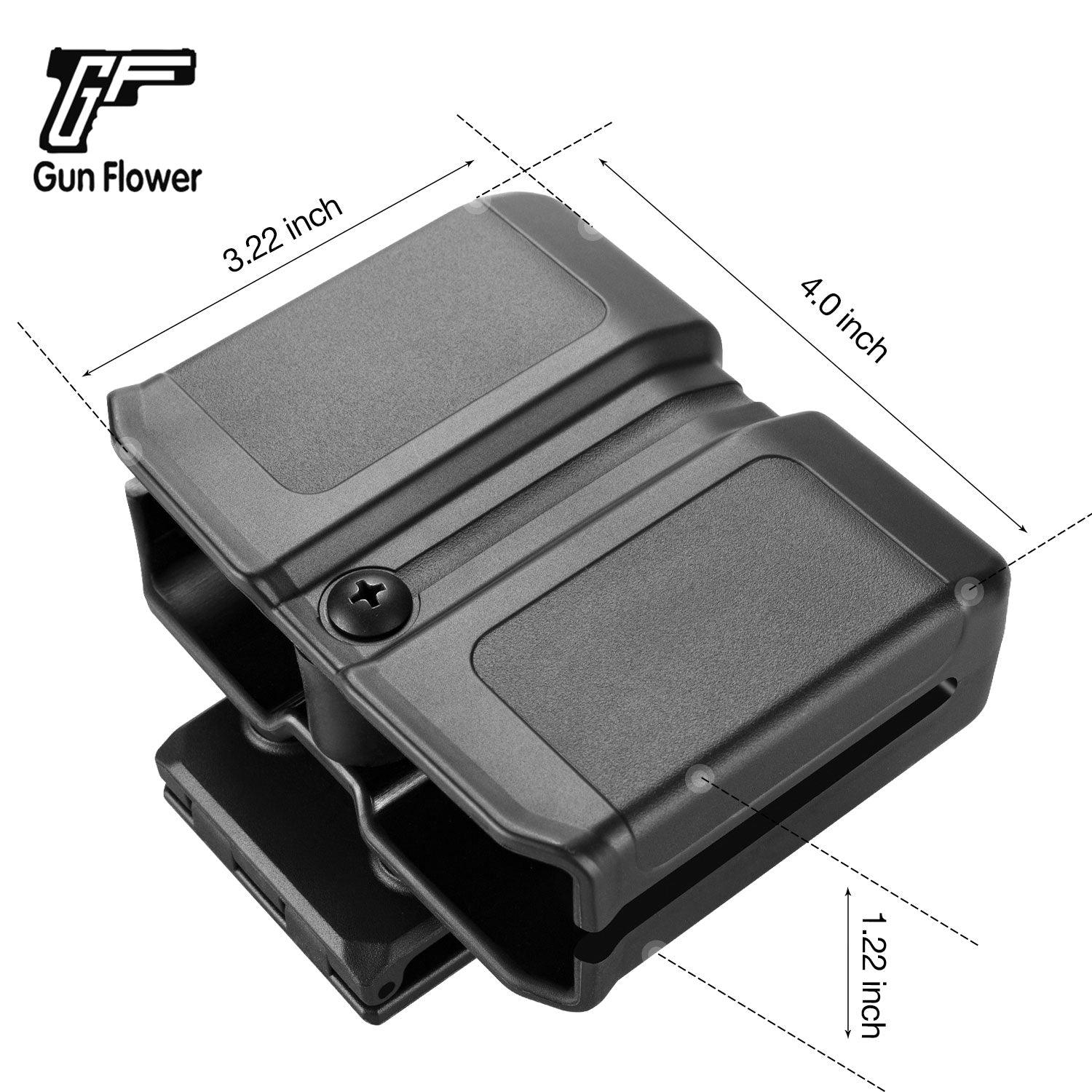 Polymer Universal Double Magazine Holsters Compatible with 9mm/.40 Dual Stack Mags, Belt Clip/Molle Mag Holder Pouch | Gun & Flower Gun & Flower