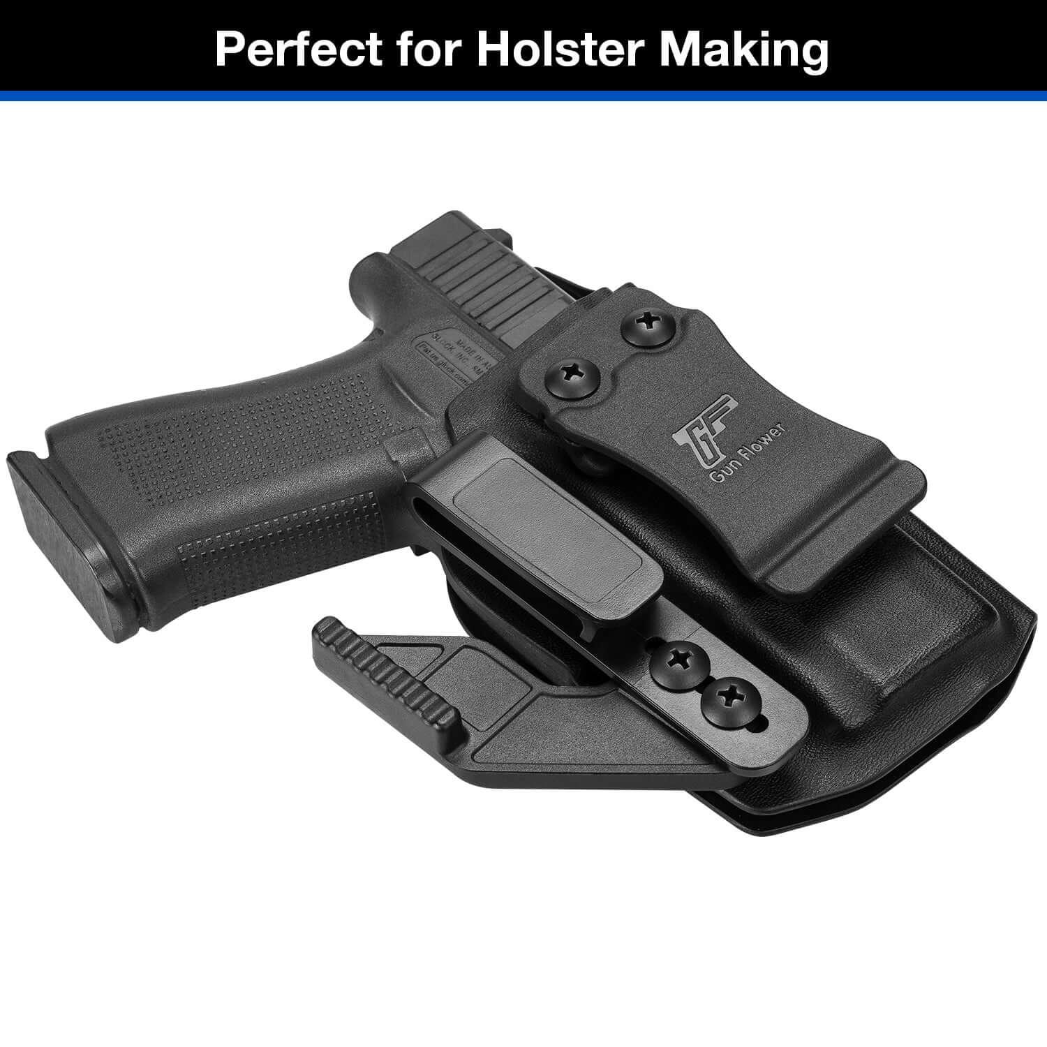 L-shape Holster Clips Grip Hook Fit 1.5'' & 1.75'' Belt - 5 Pre-Drilled Hole Tuckable Clip for Holster Knife Sheath Molle Webbing Gun & Flower