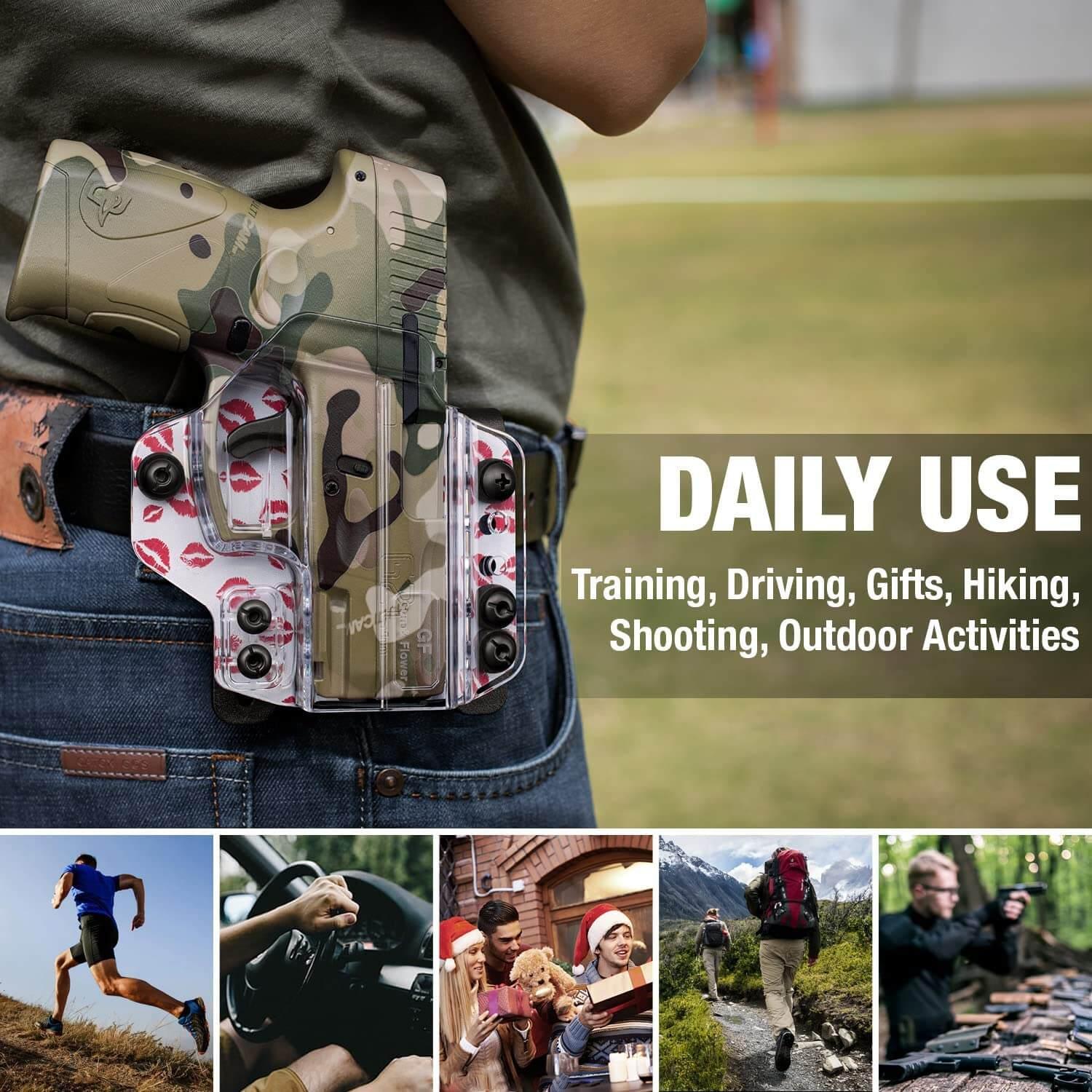 IWB&OWB Convertible Clear Polymer Holster Lips Printing for Taurus G3C/G2C/ Millennium G2 PT111/PT140 Holster for Women Gun & Flower