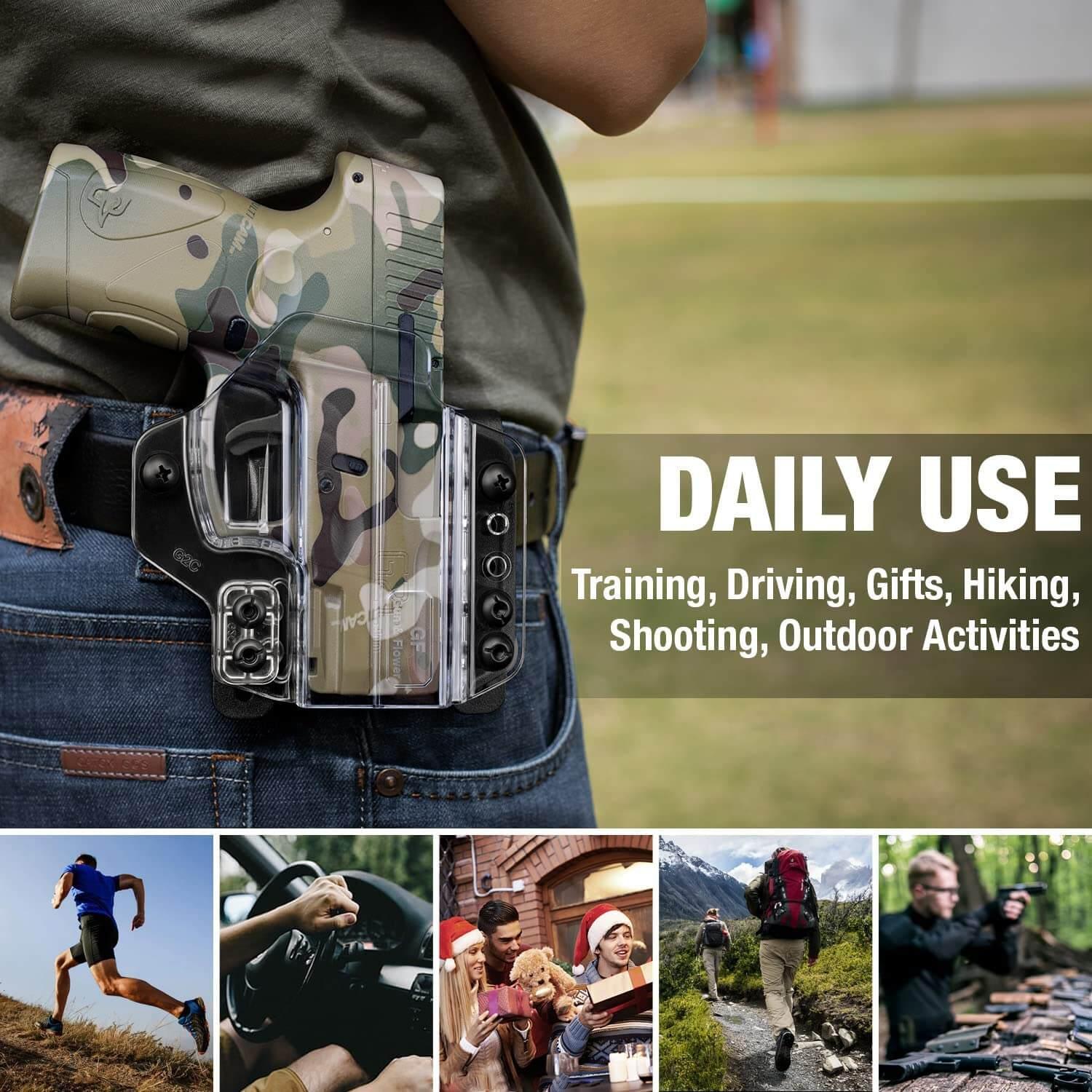 IWB&OWB Convertible Clear Holster Polymer Kydex Hybrid for Taurus G3C/G2C/Millennium G2 PT111/PT140 Gun & Flower