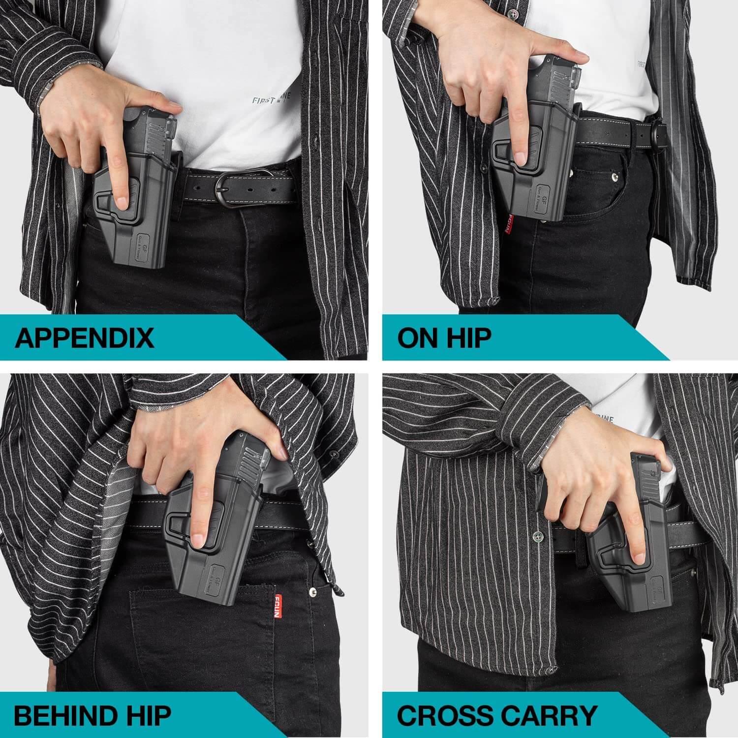 Outside Waistband Carry Paddle Holster for Taurus TH9C TH9 Level II Retention with Index Finger Release Gun & Flower
