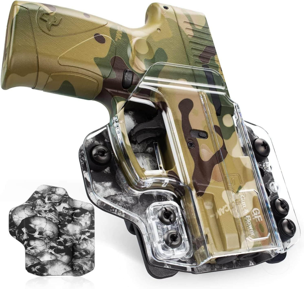 IWB&OWB Convertible Clear Polymer Holster Skull Printing for Taurus G3C/G2C/ Millennium G2 PT111/PT140 Gun & Flower
