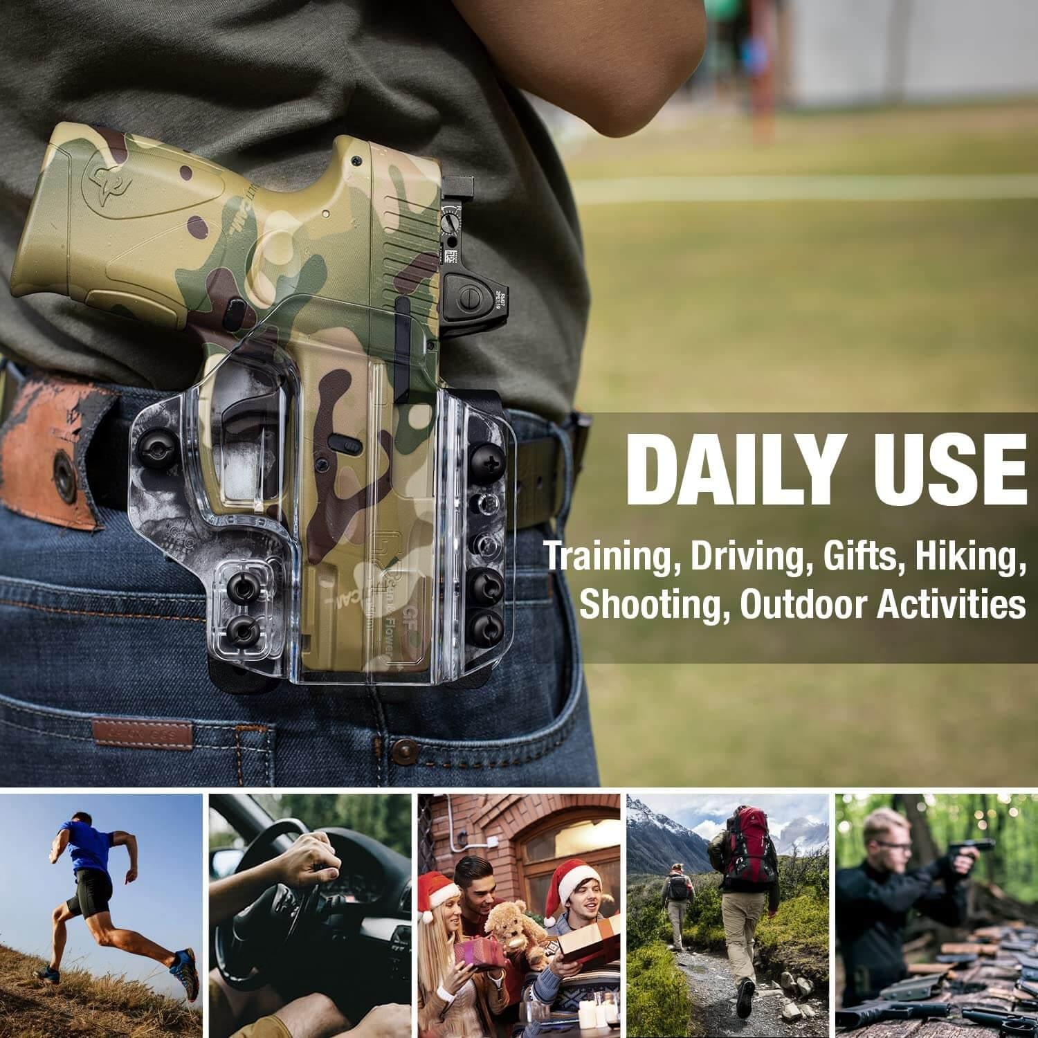 IWB&OWB Convertible Clear Polymer Holster Skull Printing for Taurus G3C/G2C/ Millennium G2 PT111/PT140 Gun & Flower