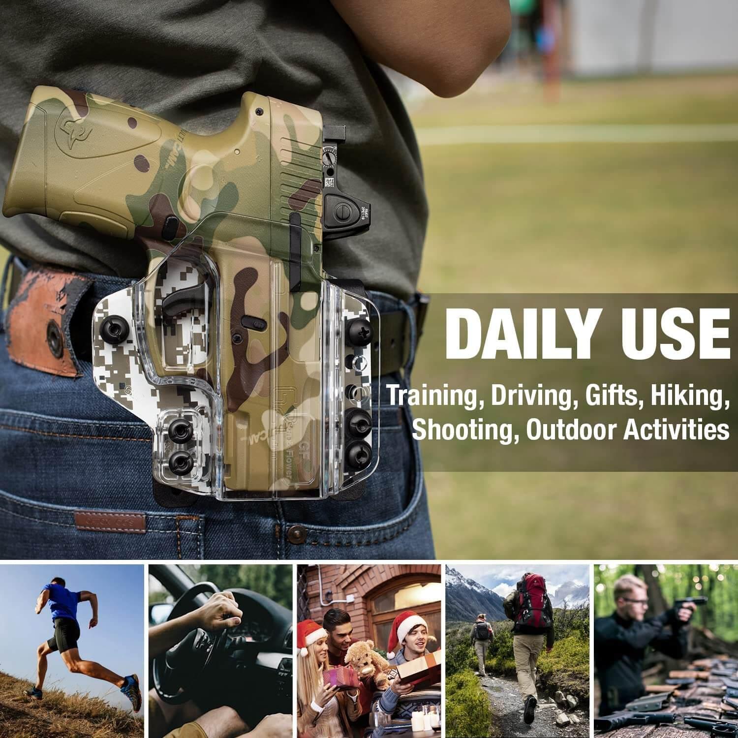 IWB&OWB Convertible Clear Polymer Holster Camouflage Printing for Taurus G3C/G2C/Millennium G2 PT111/PT140 Gun & Flower