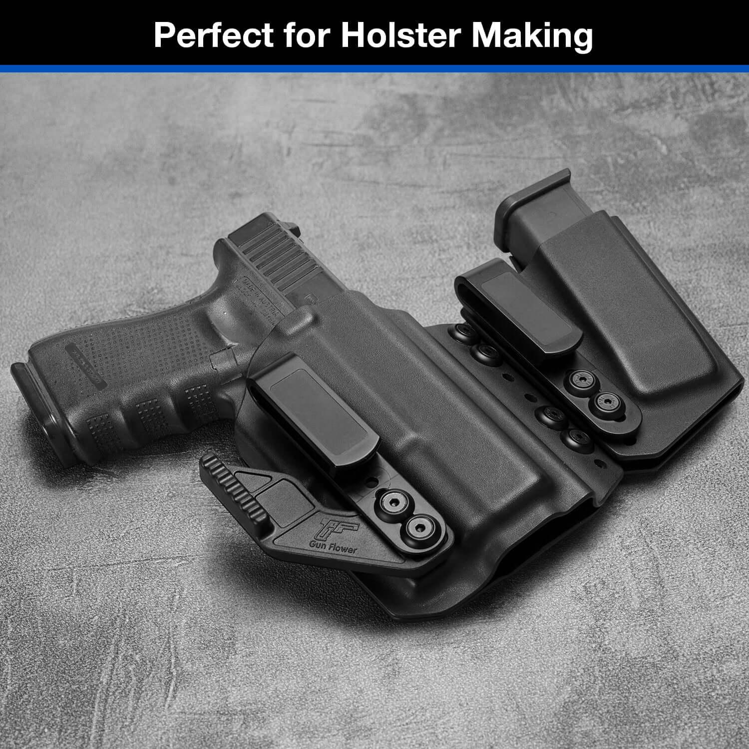 L-shape Holster Clips Grip Hook Fit 1.5'' & 1.75'' Belt - 5 Pre-Drilled Hole Tuckable Clip for Holster Knife Sheath Molle Webbing Gun & Flower