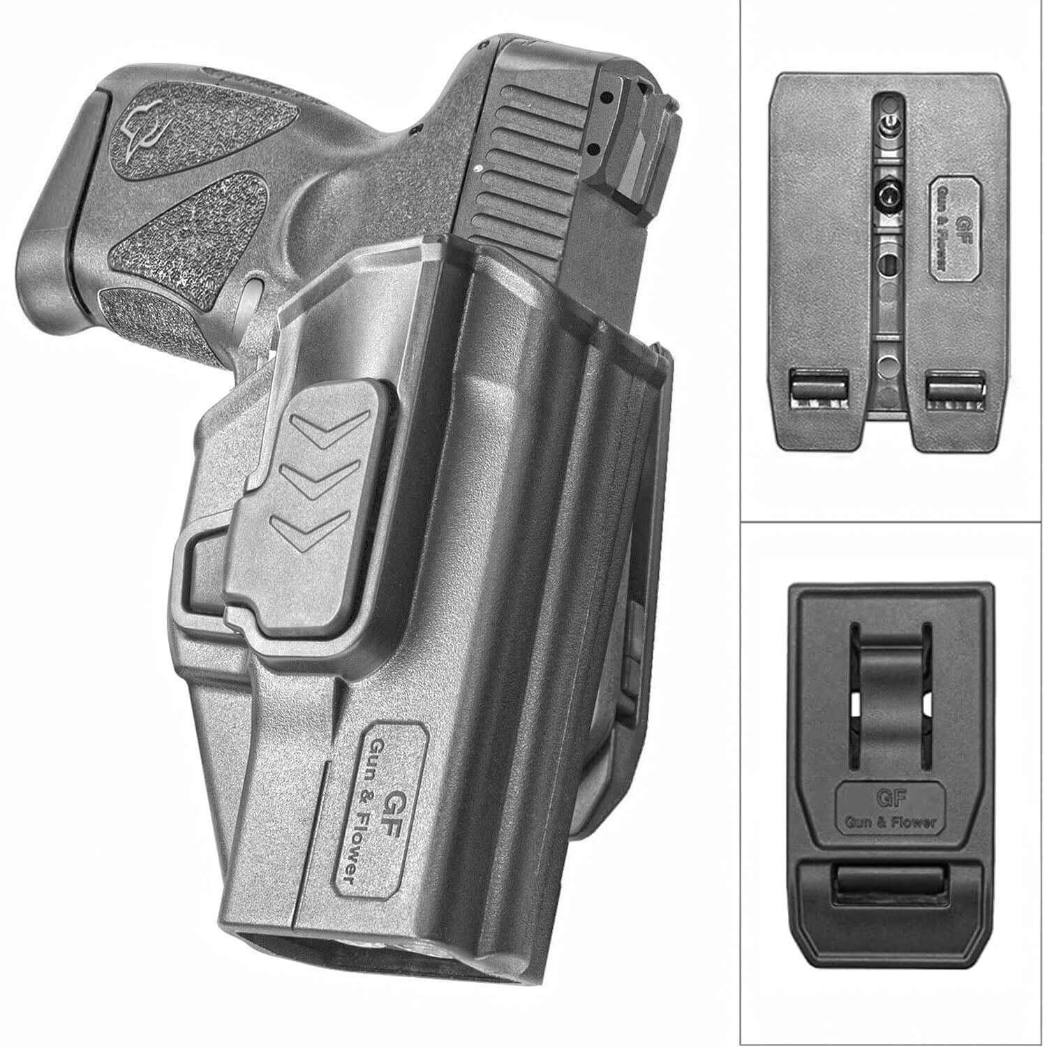 Polymer OWB Holster for Taurus G2C Taurus G3C Taurus G3C TORO Taurus PT111 Millennium G2 Taurus PT140 Millennium G2 with 1 Pcs Belt Clip and 1 Pcs Molle Attachment Adapter Gun & Flower