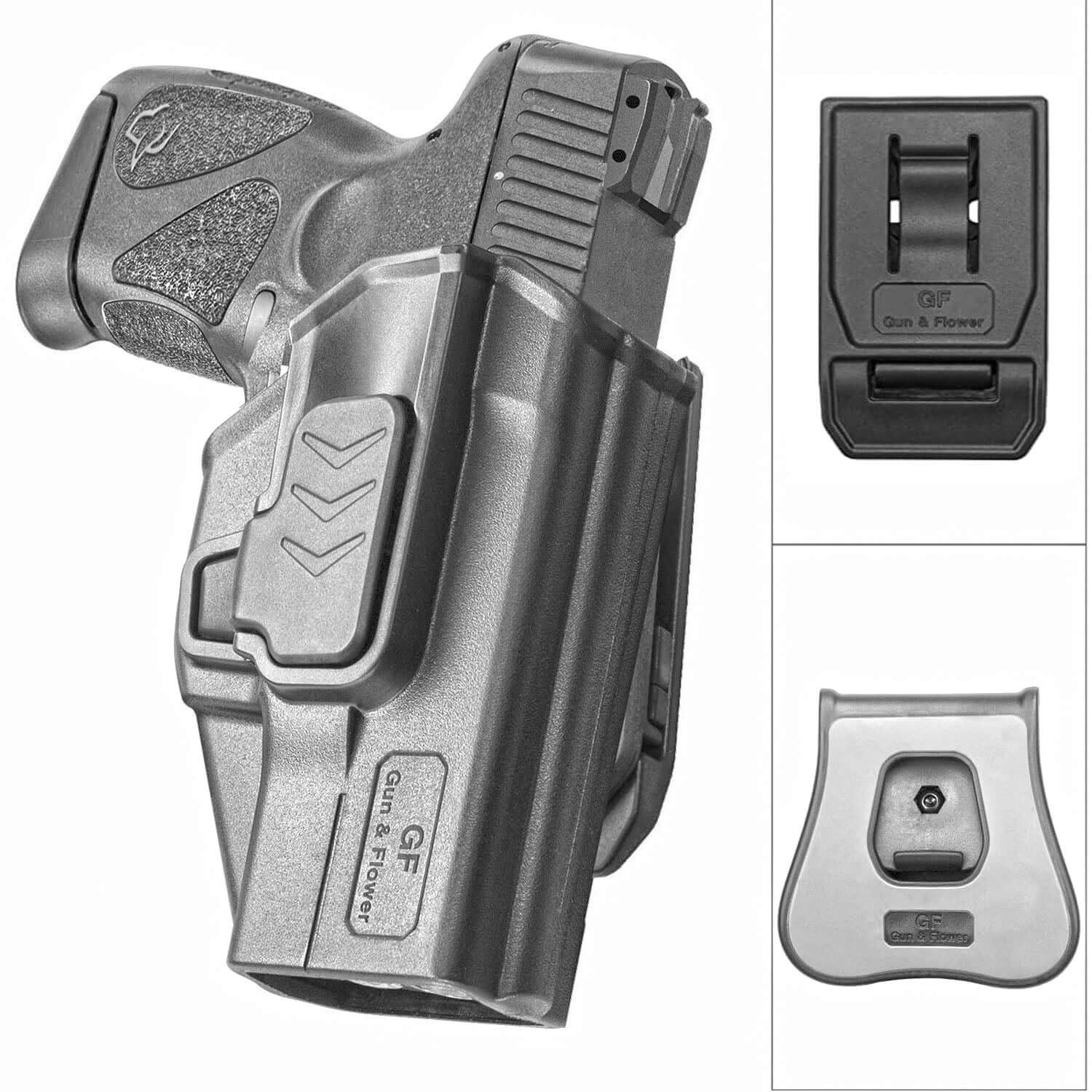 Polymer OWB Holster for Taurus G2C Taurus G3C Taurus G3C TORO Taurus PT111 Millennium G2 Taurus PT140 Millennium G2 with 1 pcs Paddle and 1 Pcs Belt Clip Gun & Flower