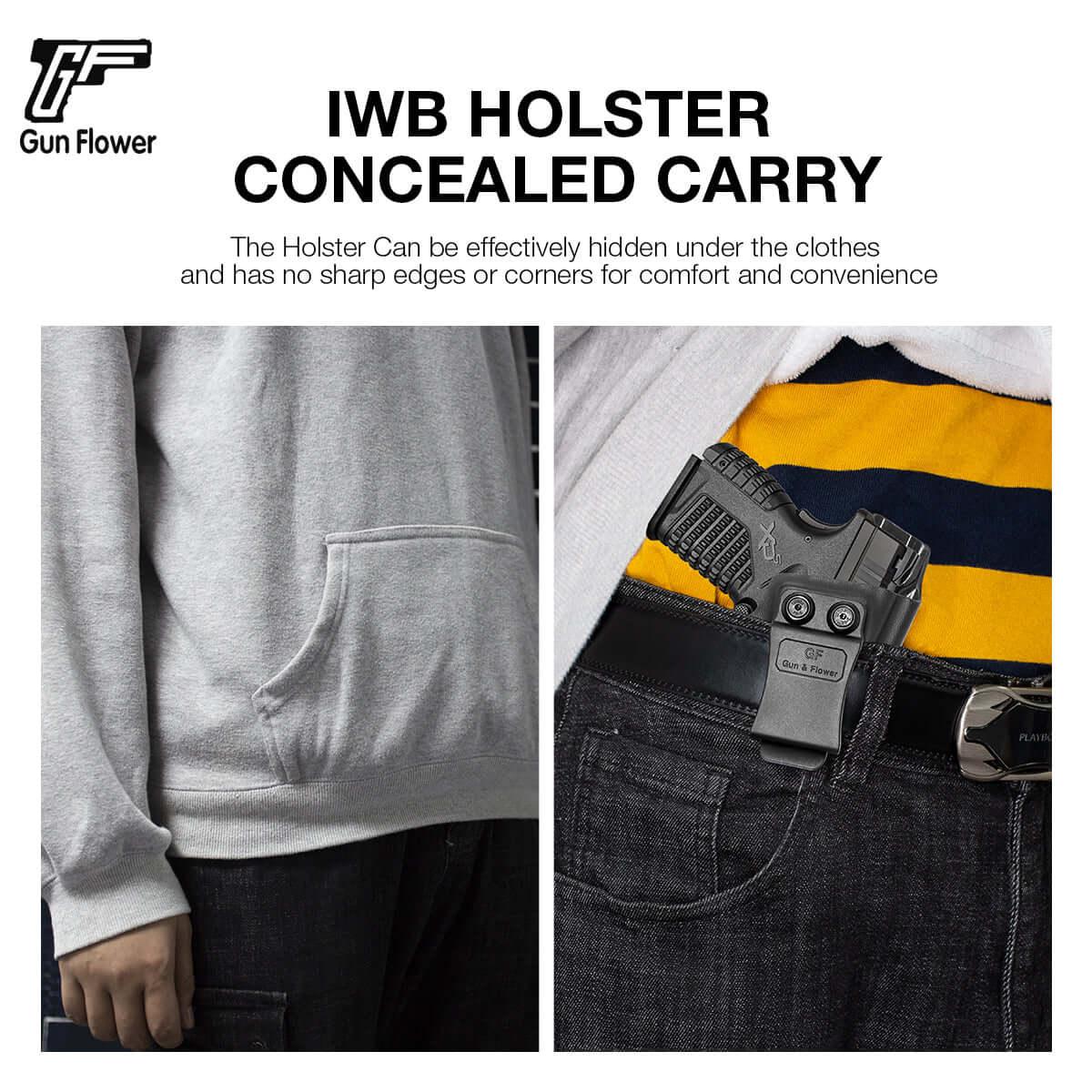 Kydex IWB Holster for Springfield XD-S XDS 3.3" 9mm/.40S&W/.45 ACP Appendix Cross Draw Concealed Carry Belt Clip Holsters | Gun & Flower Gun & Flower