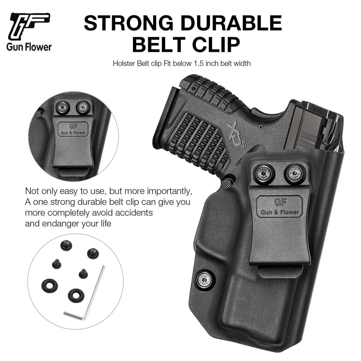 Kydex IWB Holster for Springfield XD-S XDS 3.3" 9mm/.40S&W/.45 ACP Appendix Cross Draw Concealed Carry Belt Clip Holsters | Gun & Flower Gun & Flower