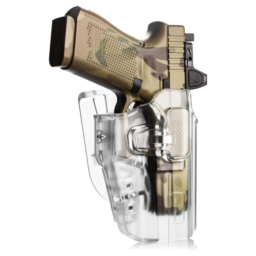 Universal OWB Paddle Holster Level II with Index Finger Release & Optics Cut, Left/Right-Handed Gun & Flower