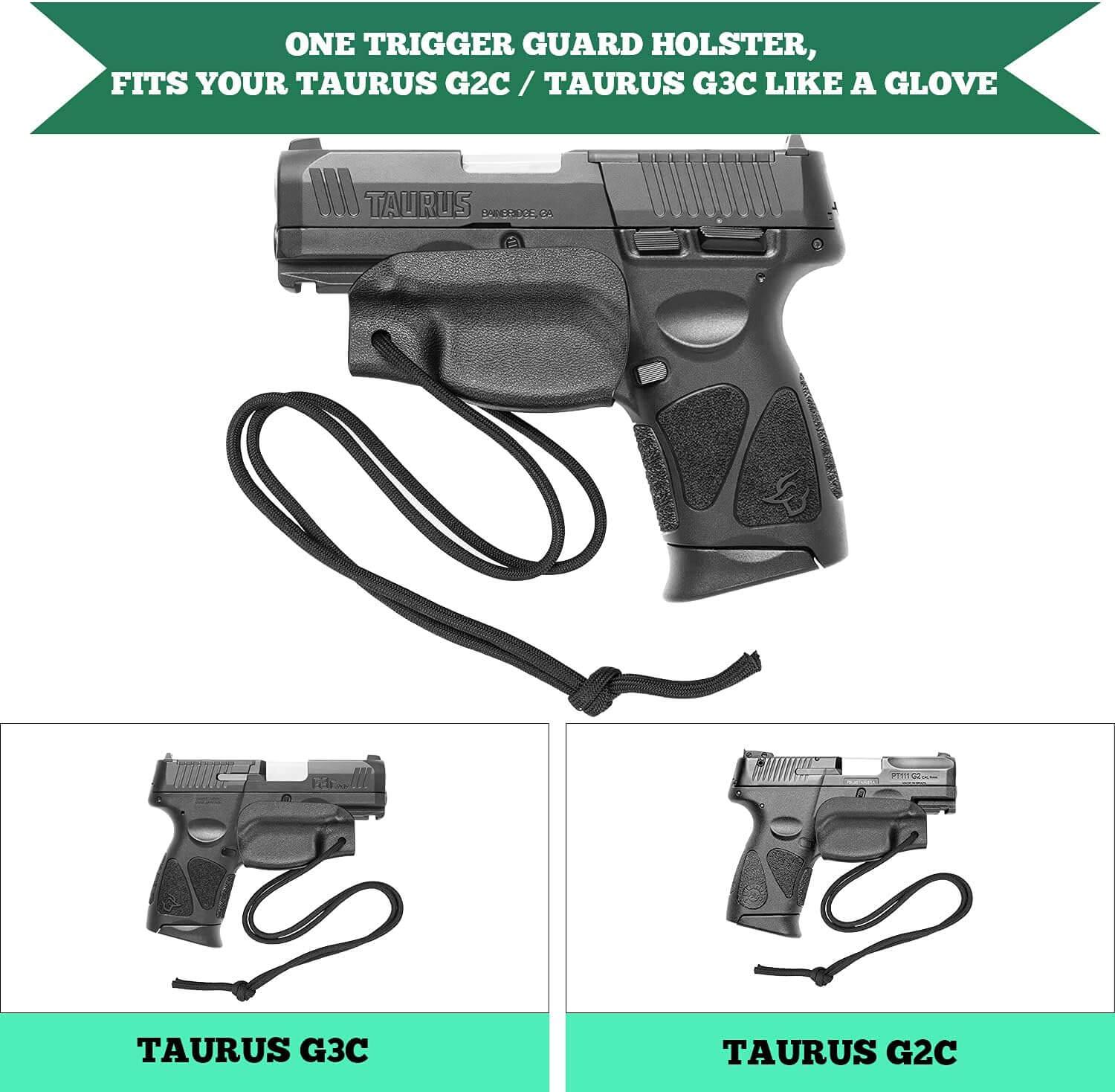 Kydex Trigger Guard Holster w/ Paracord, Glock19/43,Taurus G2C/G3C, Sig P365, Hellcat, Ruger, S&W Gun & Flower