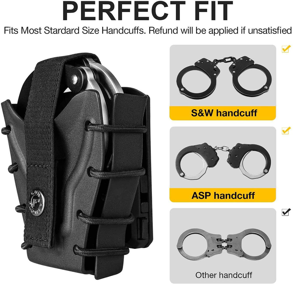 Kingstar Polymer Molle Handcuff Case - Quick Release Tactical Handcuff Holster for Hinged & Chain Handcuffs