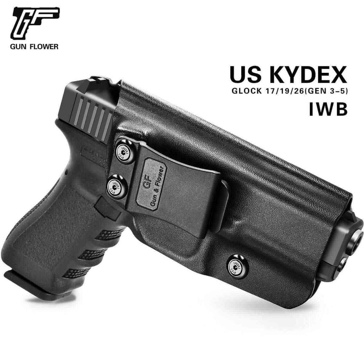 Kydex IWB Holster for G17 Gen3-5 G19 Gen3-5 G19X G23 Gen3-4 G26 Gen3-5 G32 Gen3-4 G34 Gen3-5 G44 G45 Concealed Carry Holster Gun 9mm for Men Women , Right Hand | Gun & Flower - Polymerholster