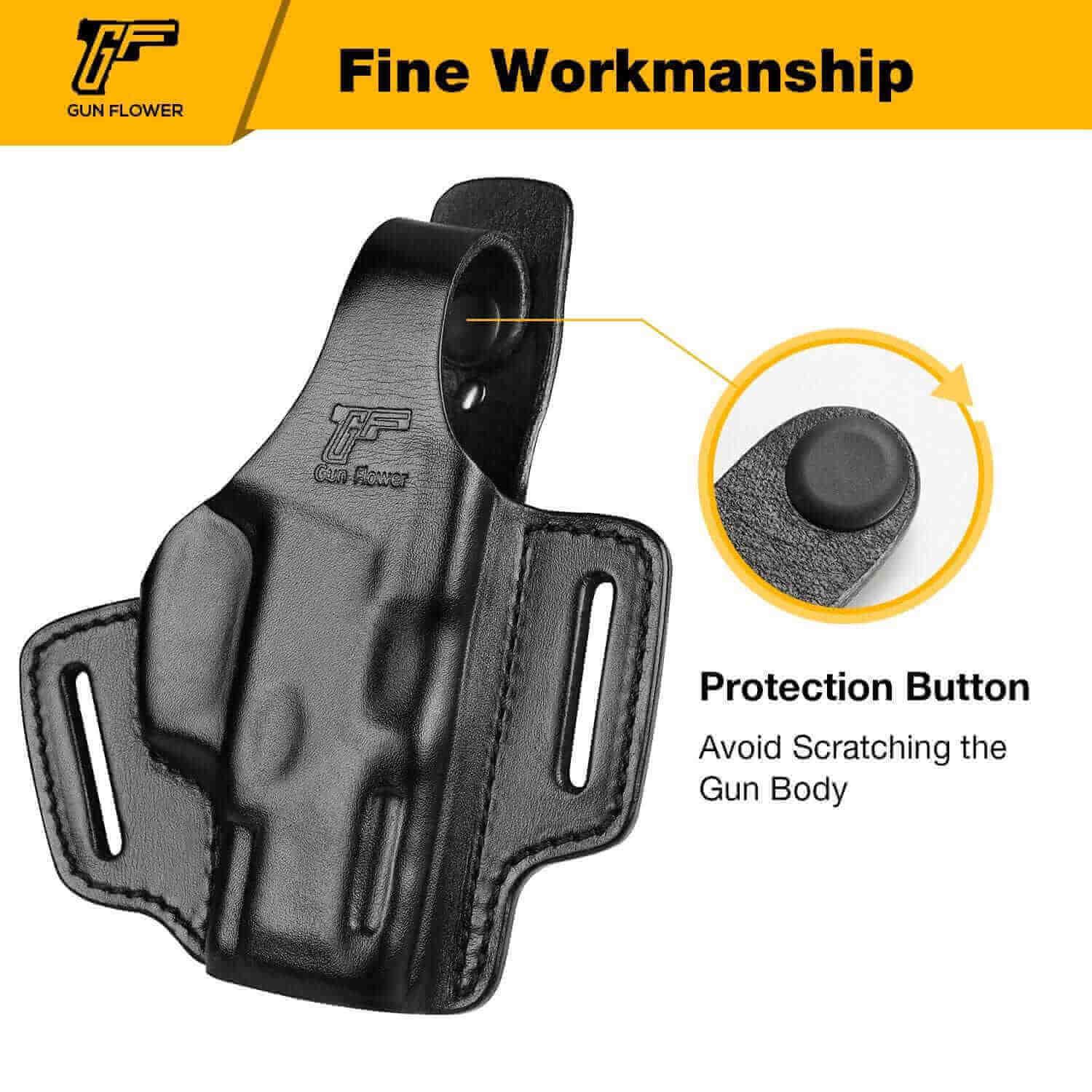 Gun & Flower OWB Leather Holster OWB Holster For Taurus G2C G3C PT111 PT140 | Full Grain Leather Holster