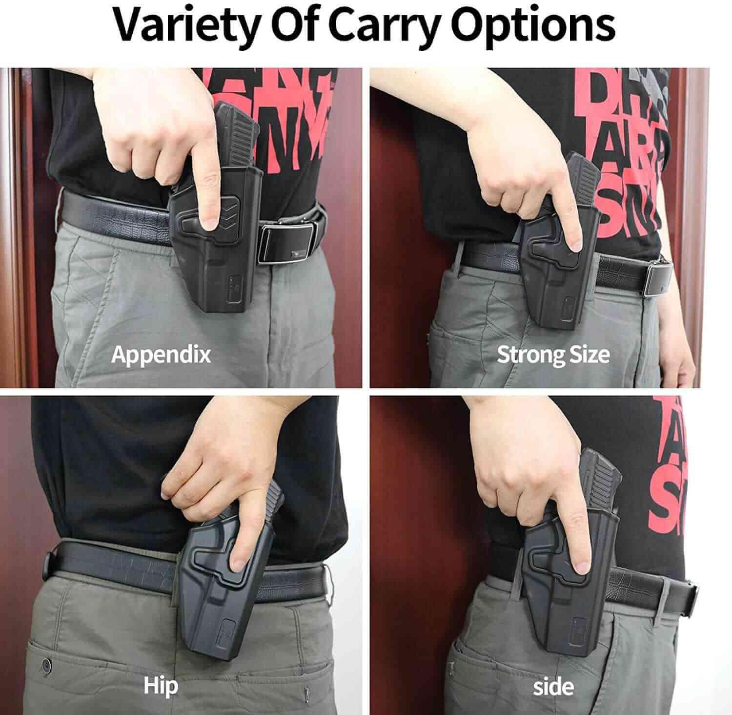 Gun & Flower Polymer OWB Holster Right Glock 17 31 (Gen1-5) Glock 22 (Gen1-4) Polymer OWB Paddle Holster Level II Retention Outside Waistband for G17 G22 G31 - Soft Silicon Paddle 360 Degrees Adjustable