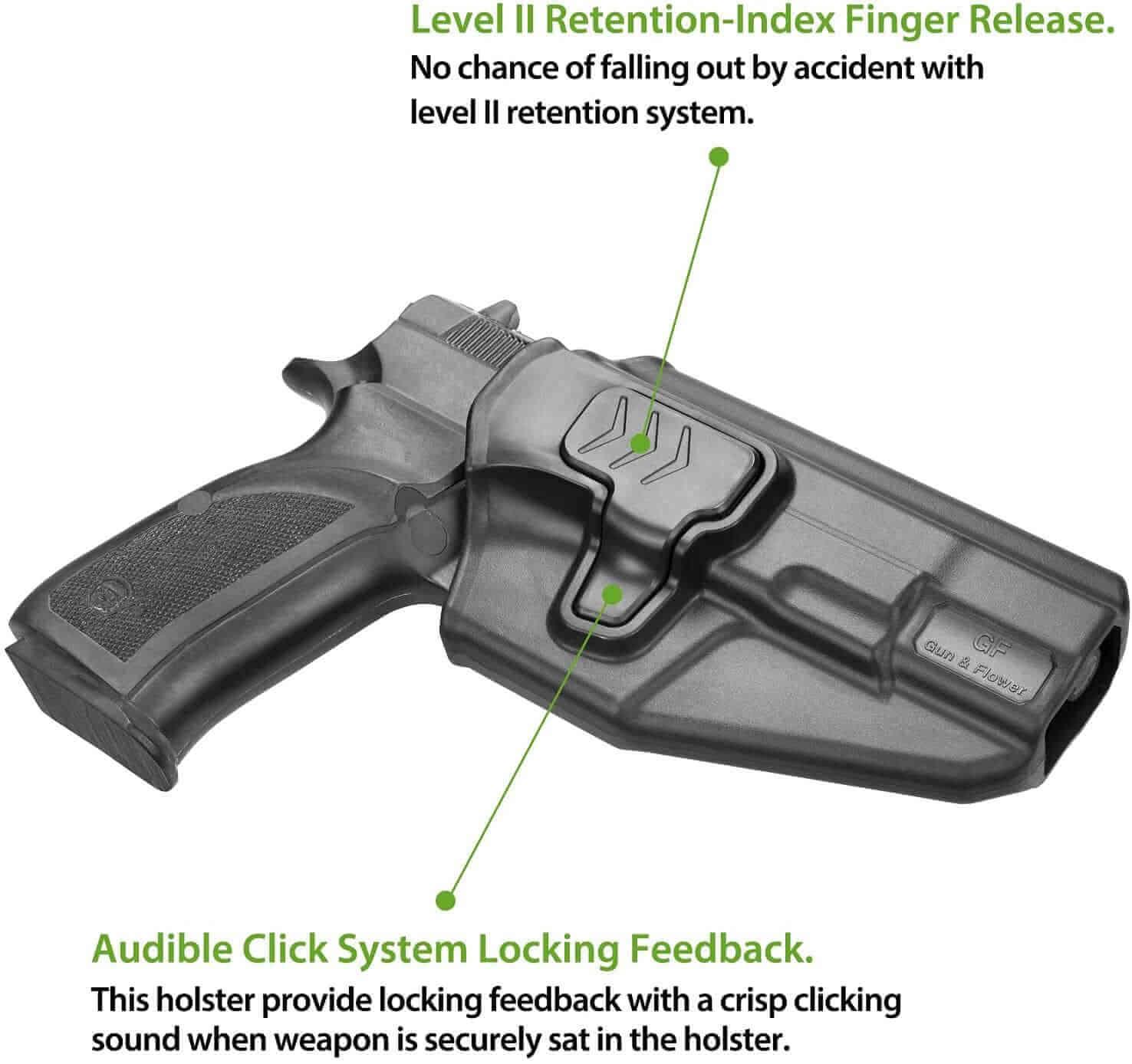 Gun & Flower Polymer OWB Holster Right CZ 75B Polymer OWB Belt Holster
