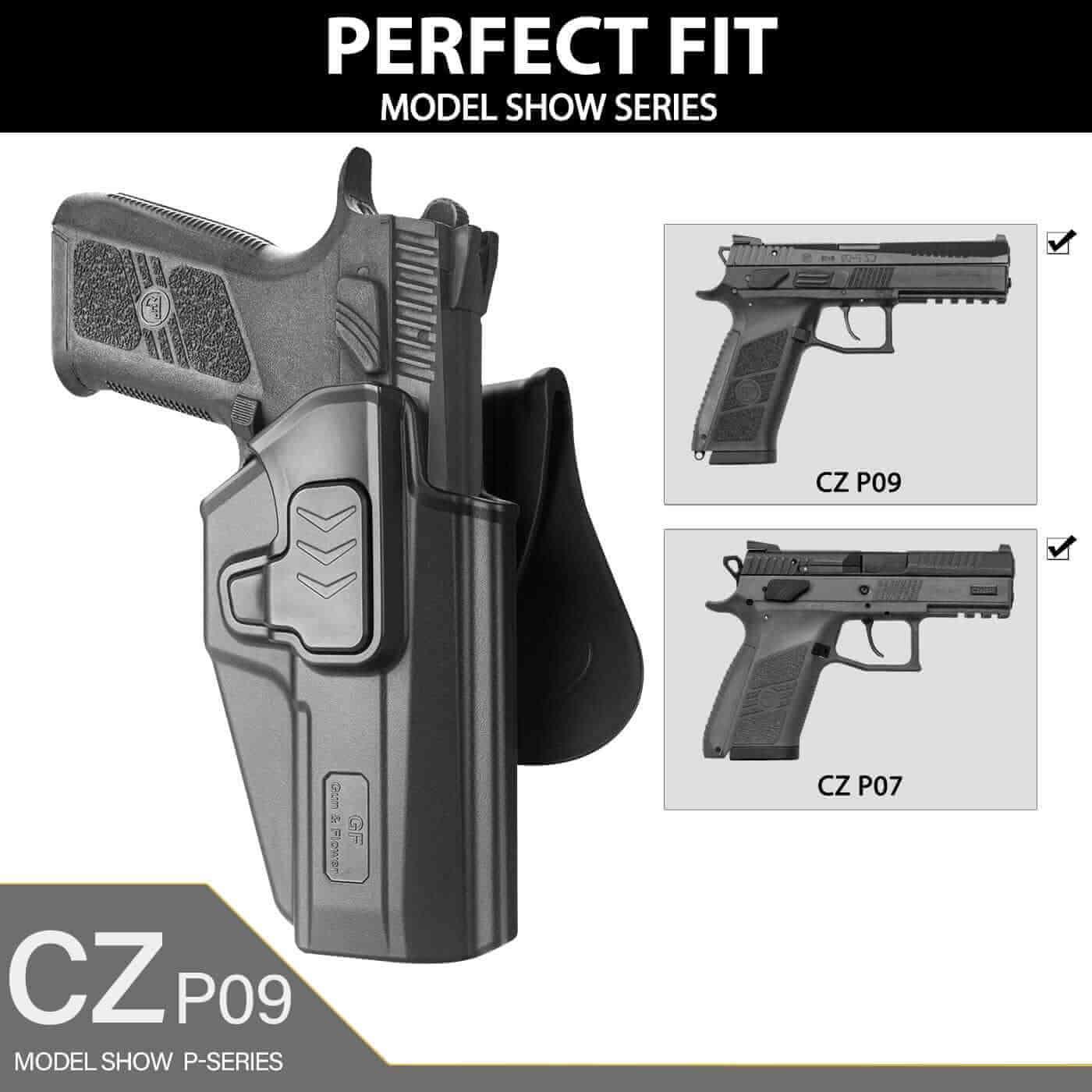 Gun & Flower Polymer OWB Holster Right CZ P07/P09 Polymer OWB Paddle Holster Right Hand
