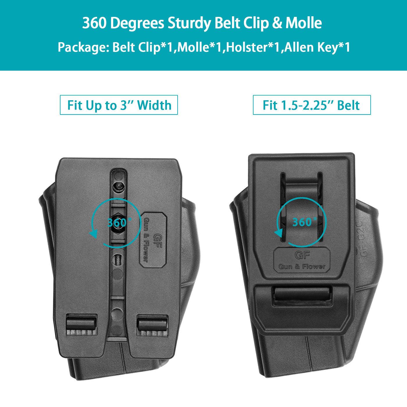 Polymer OWB Holster for Taurus G2C Taurus G3C Taurus G3C TORO Taurus PT111 Millennium G2 Taurus PT140 Millennium G2 with 1 Pcs Belt Clip and 1 Pcs Molle Attachment Adapter Gun & Flower