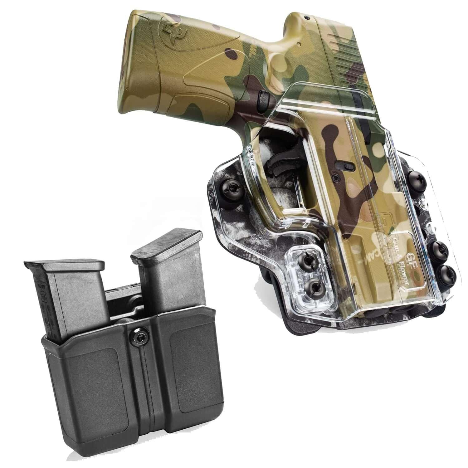 IWB&OWB Convertible Clear Polymer Holster Skull Printing for Taurus G3C/G2C/ Millennium G2 PT111/PT140 Gun & Flower
