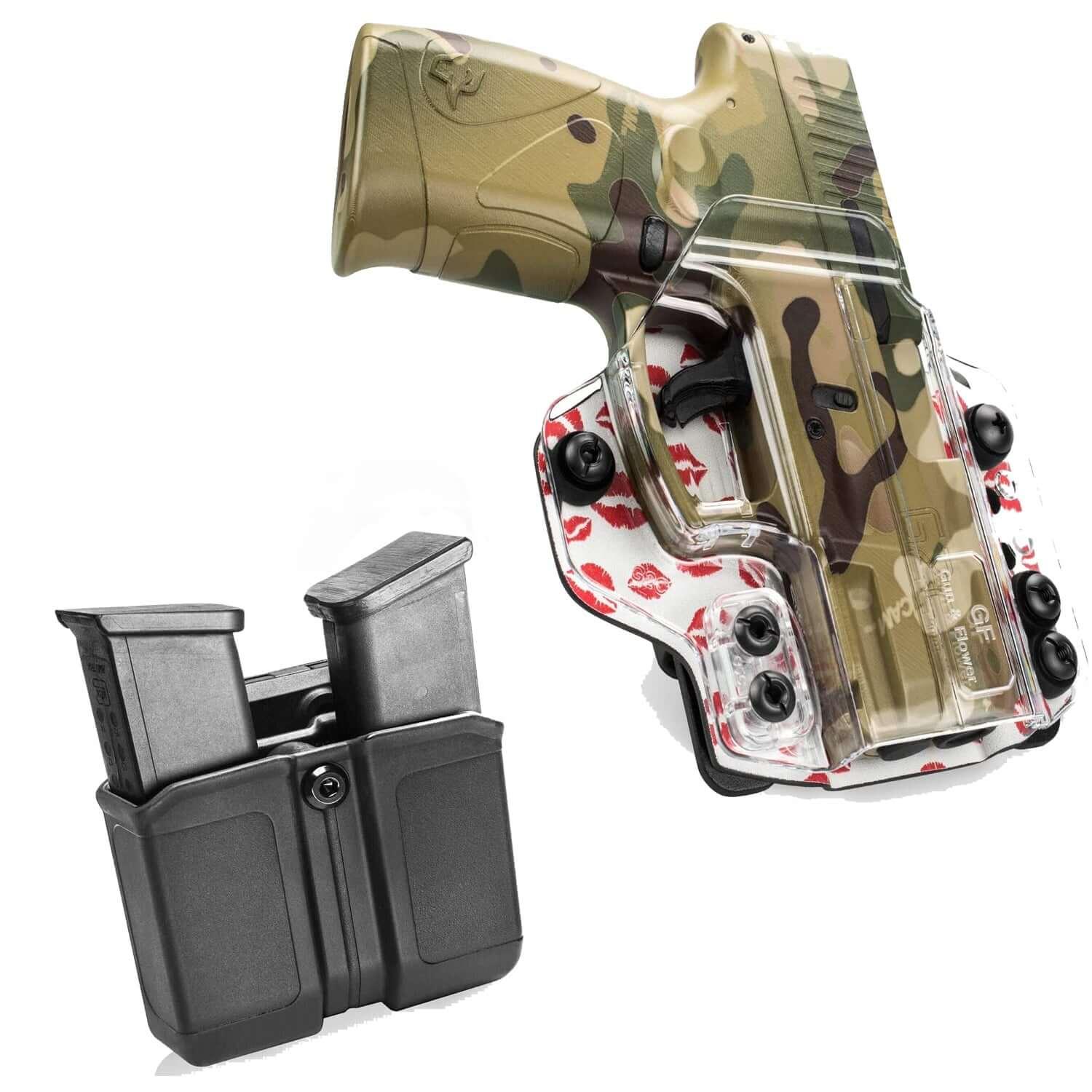 IWB&OWB Convertible Clear Polymer Holster Lips Printing for Taurus G3C/G2C/ Millennium G2 PT111/PT140 Holster for Women Gun & Flower