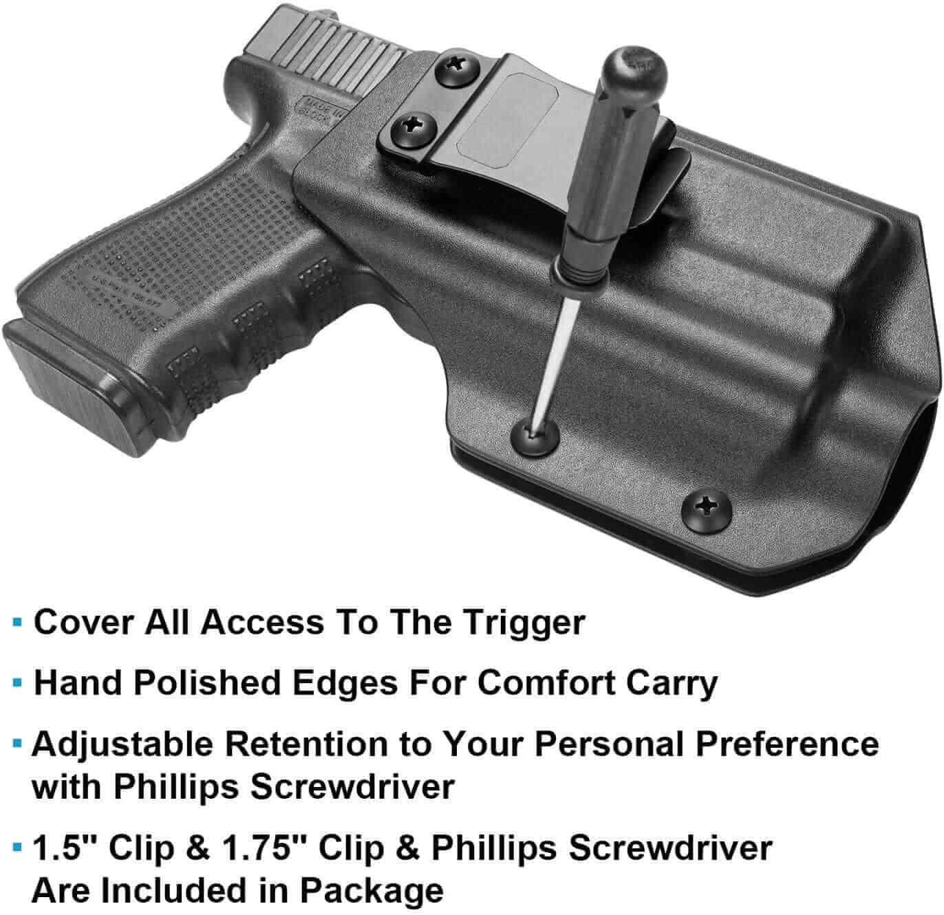 polymerholster Holster Compatible with Glock 19 19X 23 32 45 w/Olight PL Mini 2 Valkyrie -Optic Cut- IWB Holster for G19 G19X G23 G32 G45 with PL Mini 2 Valkyrie, Adj. Cant&Retention Fit 1.5 1.75'' Wide Belt