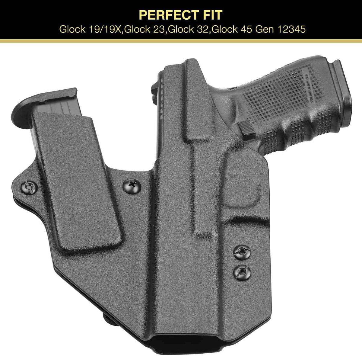 Sidecar Kydex Gun Holster Magazine Pouch for Glock 17 Gen3-5 G17 Gen4 MOS G17 Gen5 MOS G19 Gen3-5 G19 Gen4 MOS G19 Gen5 MOS G21 gen5 Glock 26 Gen3-5 G34 G19X G34 Gen5 G44 G45 MOS 9mm | Gun & Flower - Gunflowerholsters